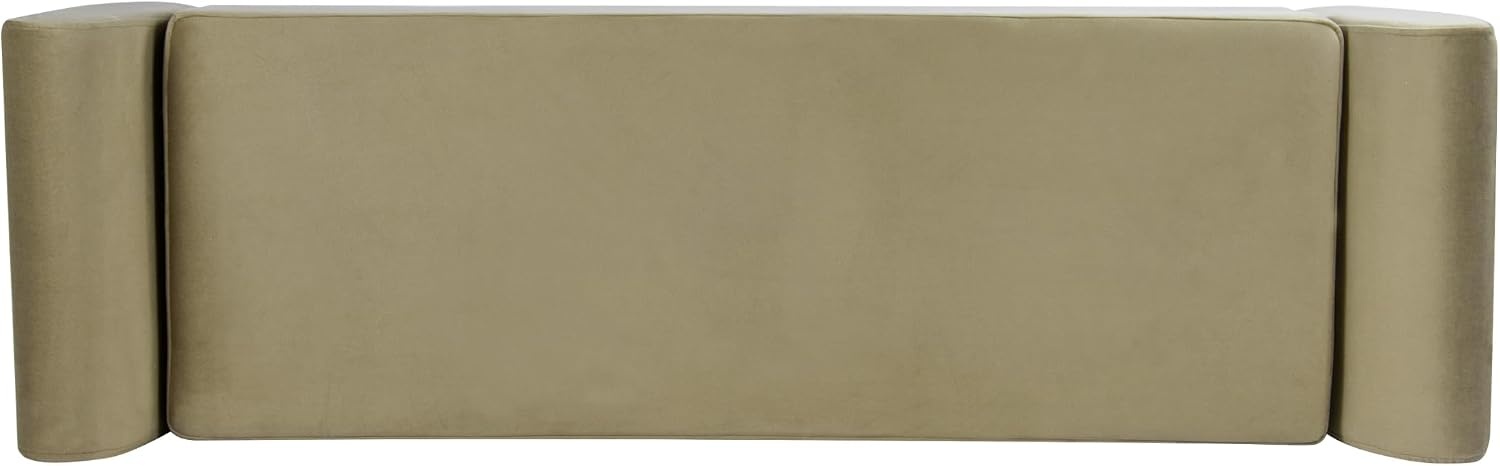 image:imageHomePop 60 Modern Storage Bench with Wood Legs Sand Faux LeatherLight Sage Green Velvet