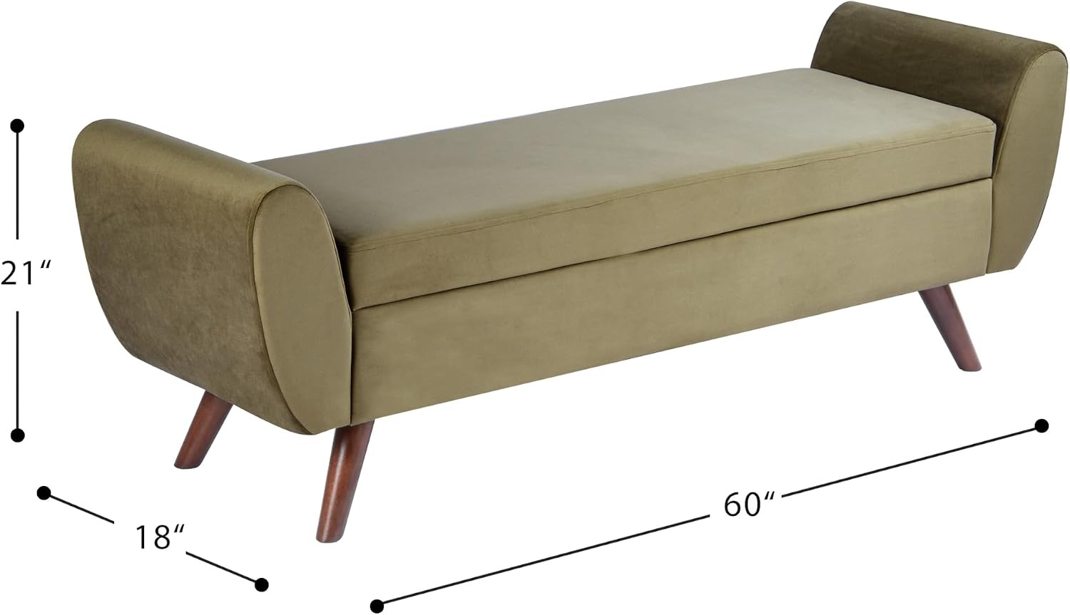 image:imageHomePop 60 Modern Storage Bench with Wood Legs Sand Faux LeatherLight Sage Green Velvet