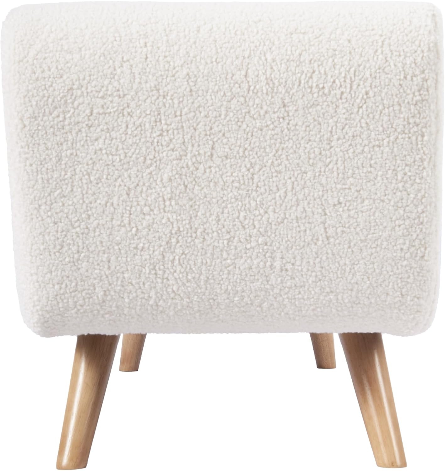 image:imageHomePop 60 Modern Storage Bench with Wood Legs Sand Faux LeatherSherpa Cream