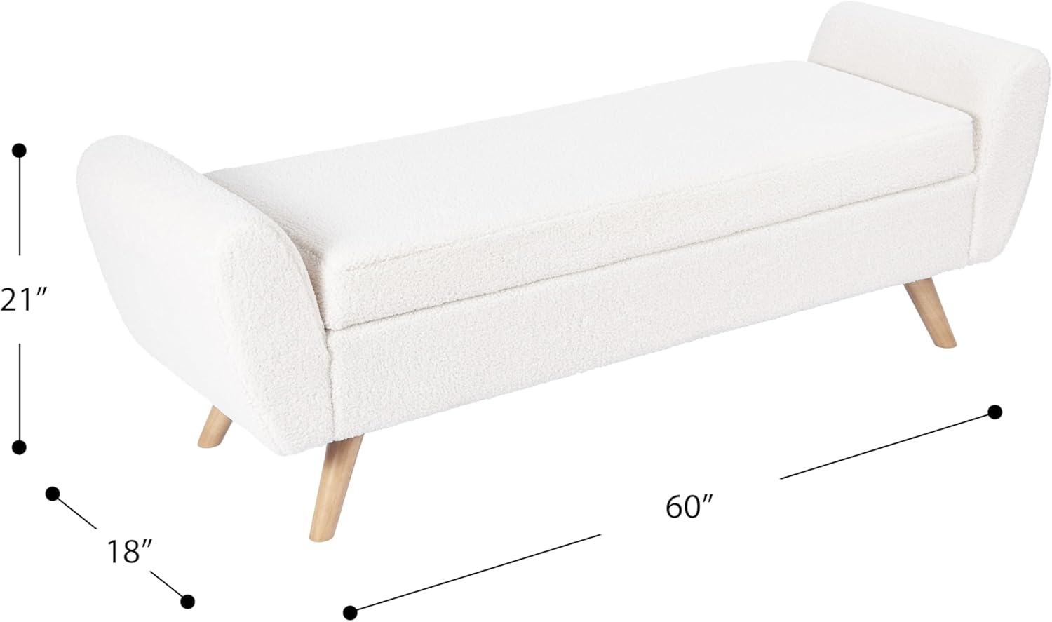 image:imageHomePop 60 Modern Storage Bench with Wood Legs Sand Faux LeatherSherpa Cream