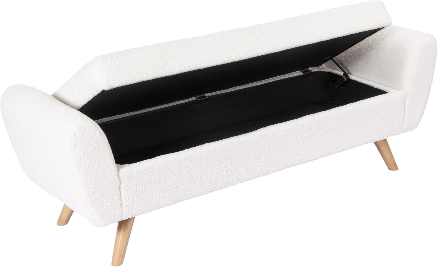 image:imageHomePop 60 Modern Storage Bench with Wood Legs Sand Faux LeatherSherpa Cream