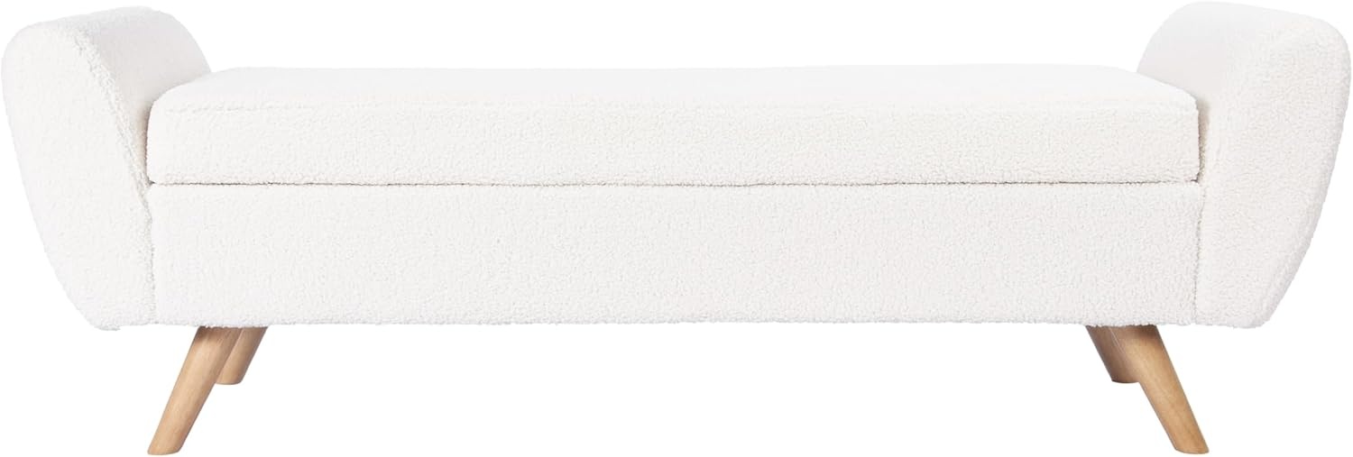 image:imageHomePop 60 Modern Storage Bench with Wood Legs Sand Faux LeatherSherpa Cream