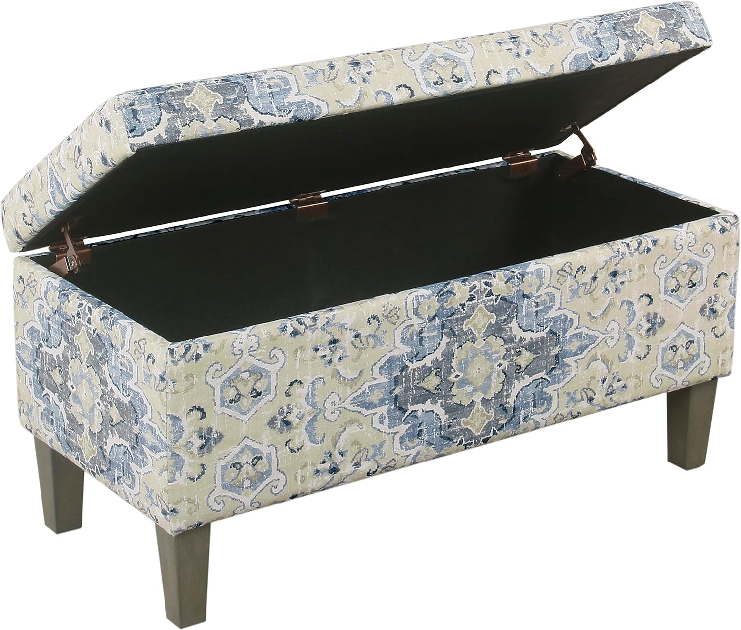 image:imageHomePop Malmo 36 Storage Bench Gray Striped PatternAntiqued Blue
