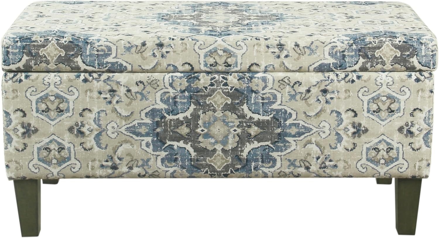 image:imageHomePop Malmo 36 Storage Bench Gray Striped PatternAntiqued Blue