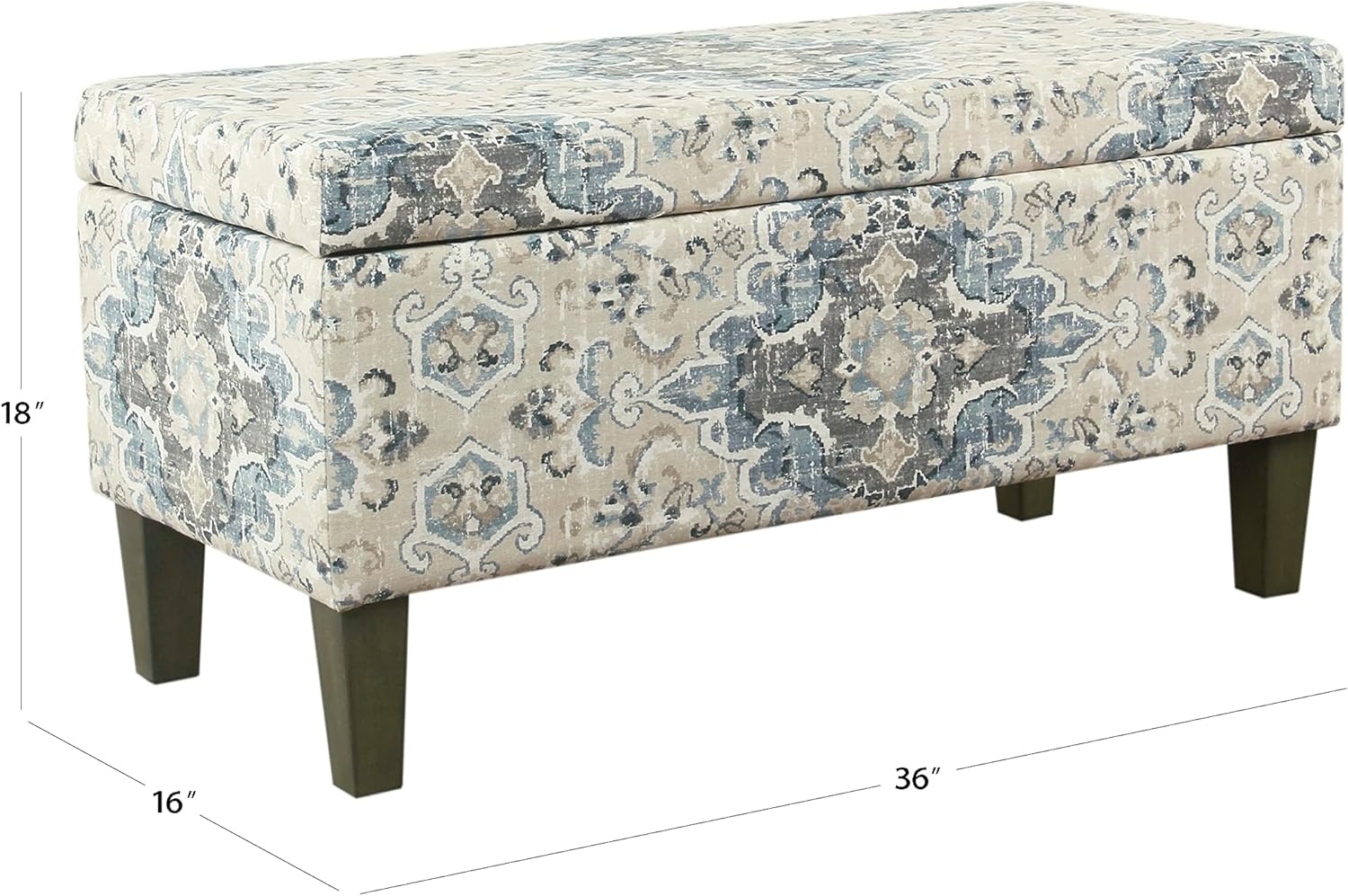 image:imageHomePop Malmo 36 Storage Bench Gray Striped PatternAntiqued Blue