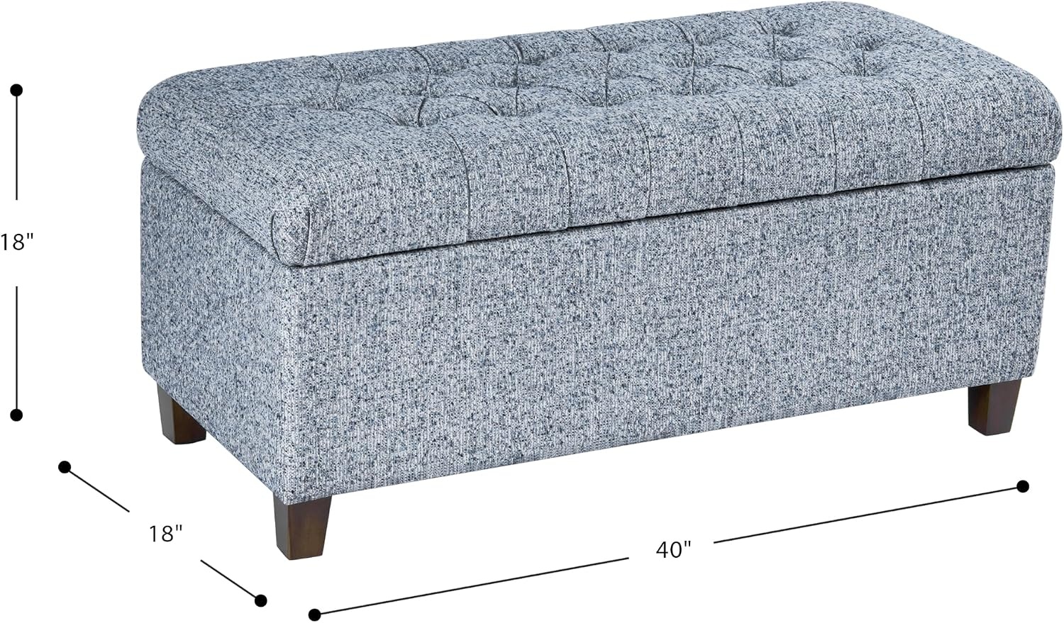 image:imageHomePop Malmo 36 Storage Bench Gray Striped PatternBlue Gray Woven Fabric