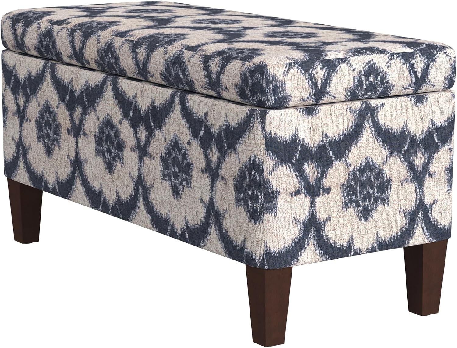 image:imageHomePop Malmo 36 Storage Bench Gray Striped PatternBlue Medallion Print