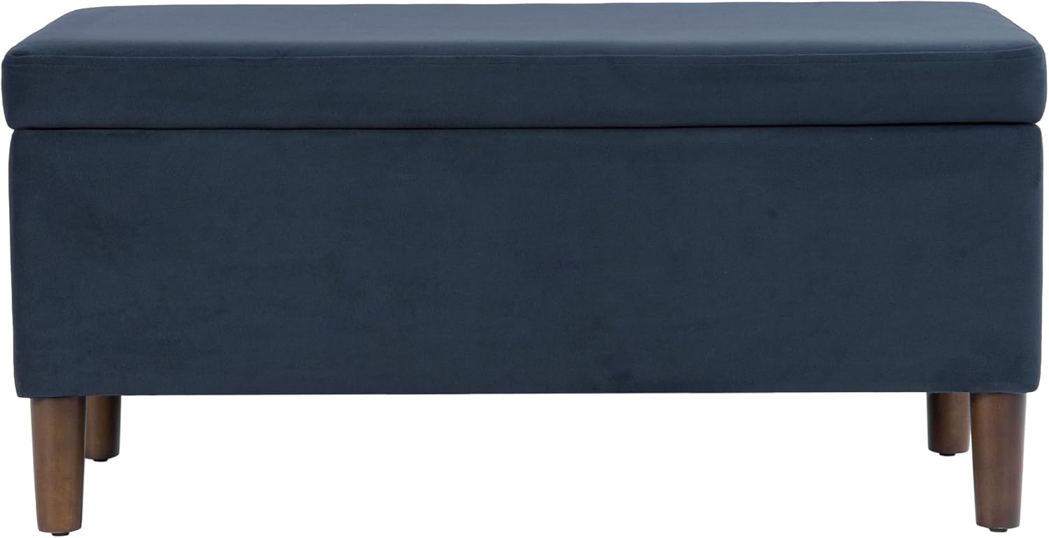image:imageHomePop Malmo 36 Storage Bench Gray Striped PatternBlue Velvet