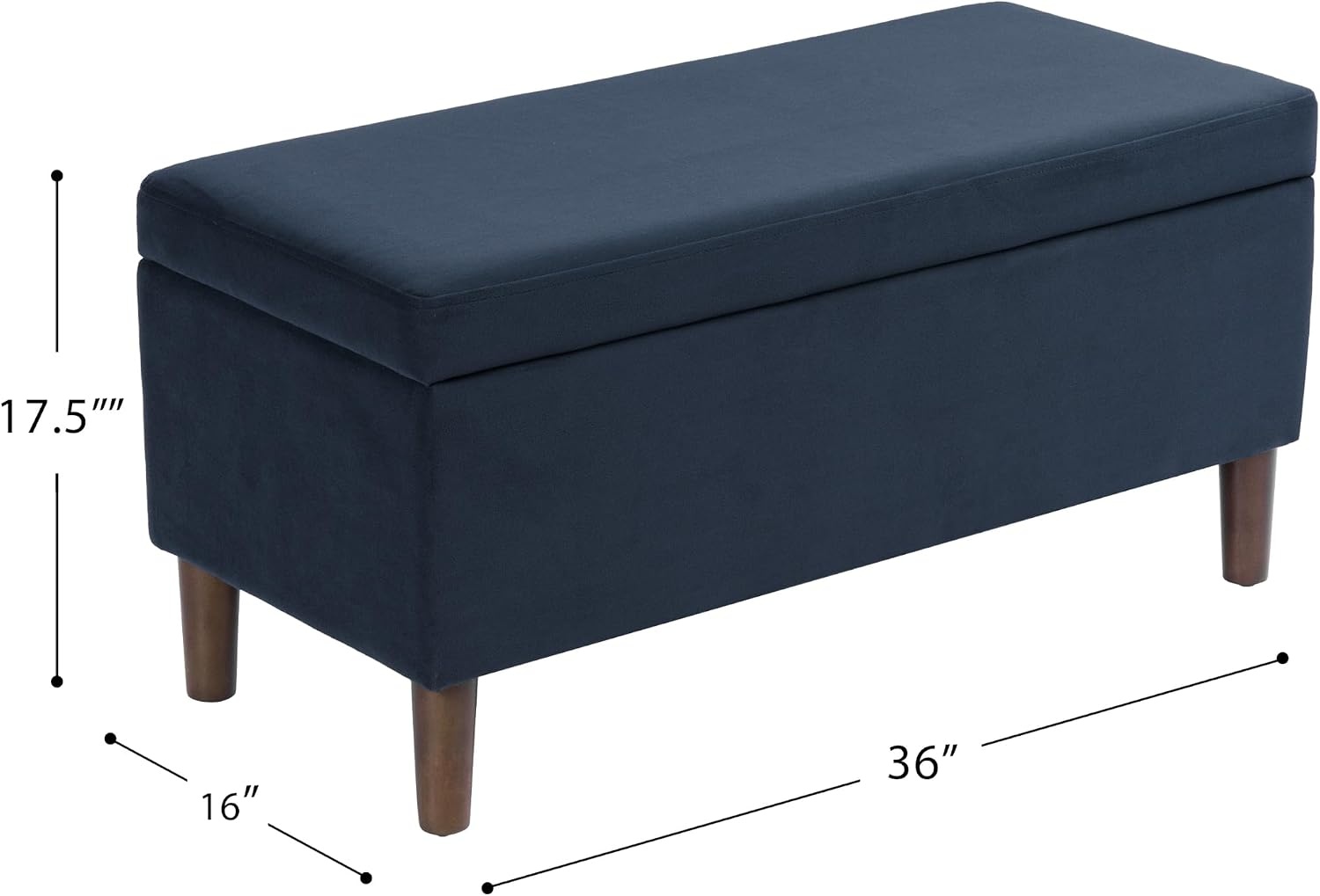 image:imageHomePop Malmo 36 Storage Bench Gray Striped PatternBlue Velvet