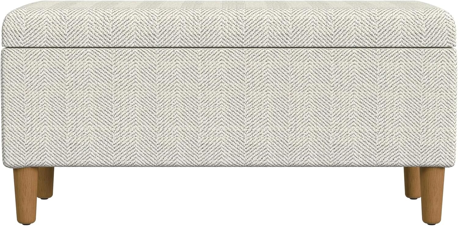 image:imageHomePop Malmo 36 Storage Bench Gray Striped PatternCream Chevron Woven