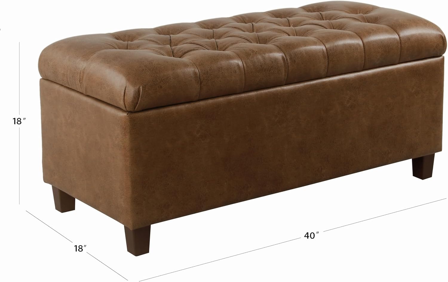 image:imageHomePop Malmo 36 Storage Bench Gray Striped PatternDistressed Brown Faux Leather