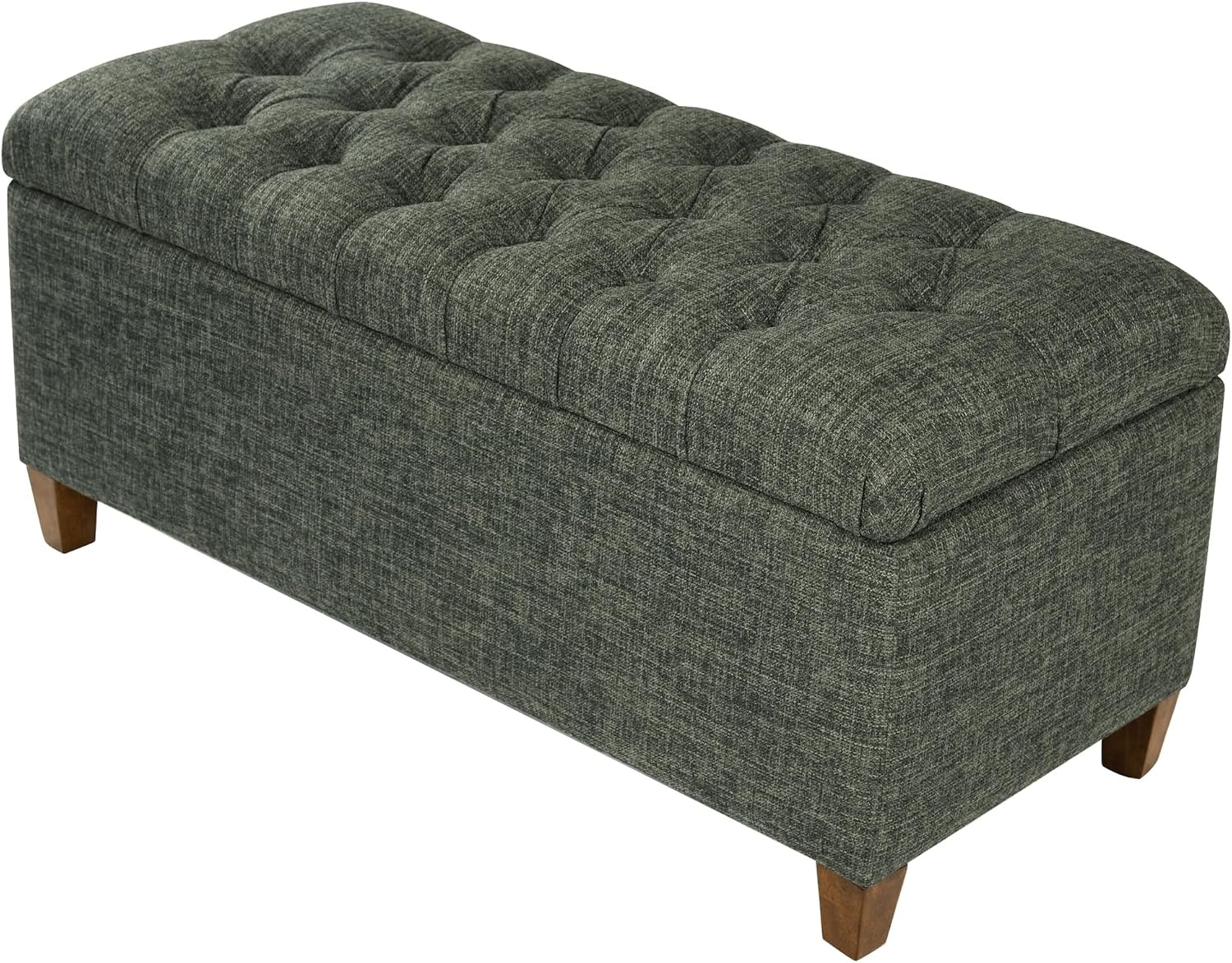 image:imageHomePop Malmo 36 Storage Bench Gray Striped PatternGreen Clover Fabric