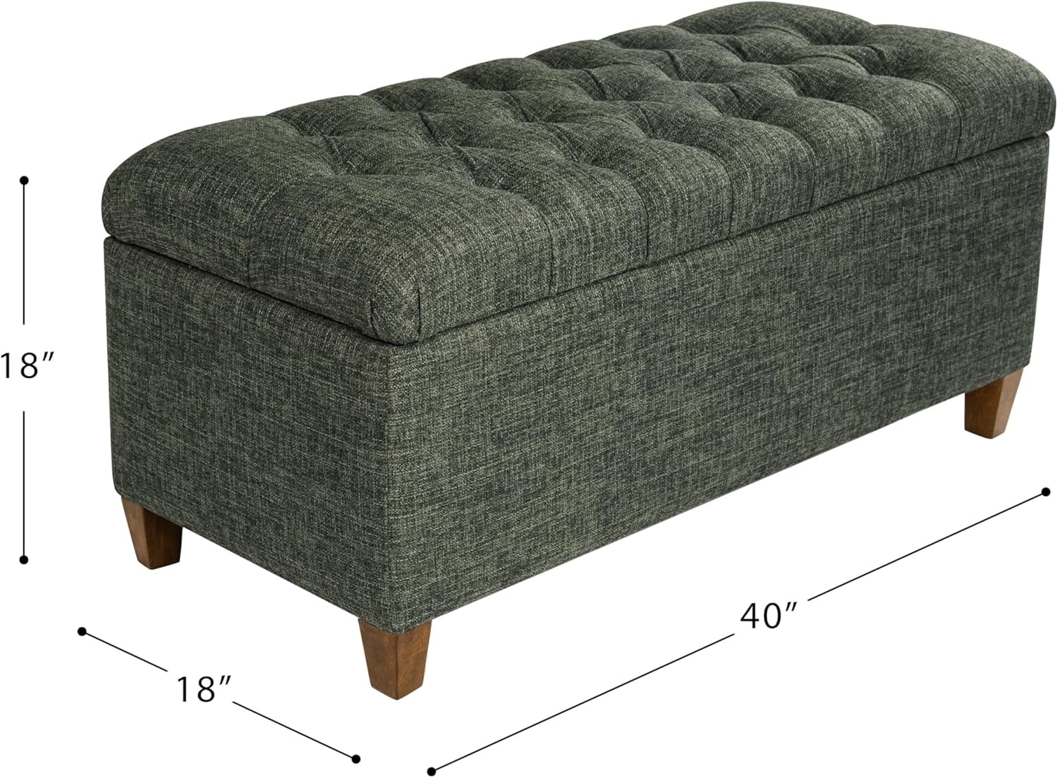 image:imageHomePop Malmo 36 Storage Bench Gray Striped PatternGreen Clover Fabric