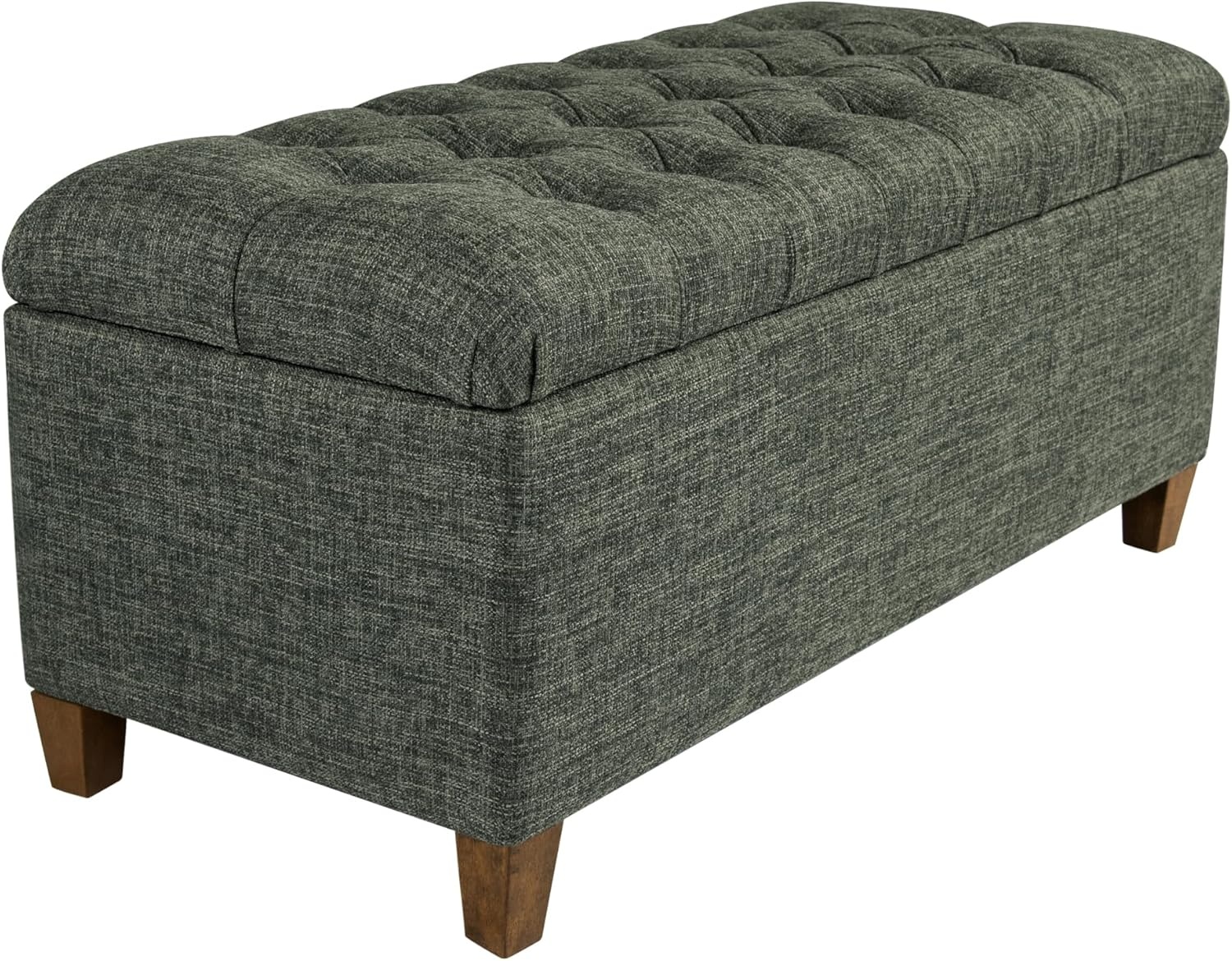 image:imageHomePop Malmo 36 Storage Bench Gray Striped PatternGreen Clover Fabric