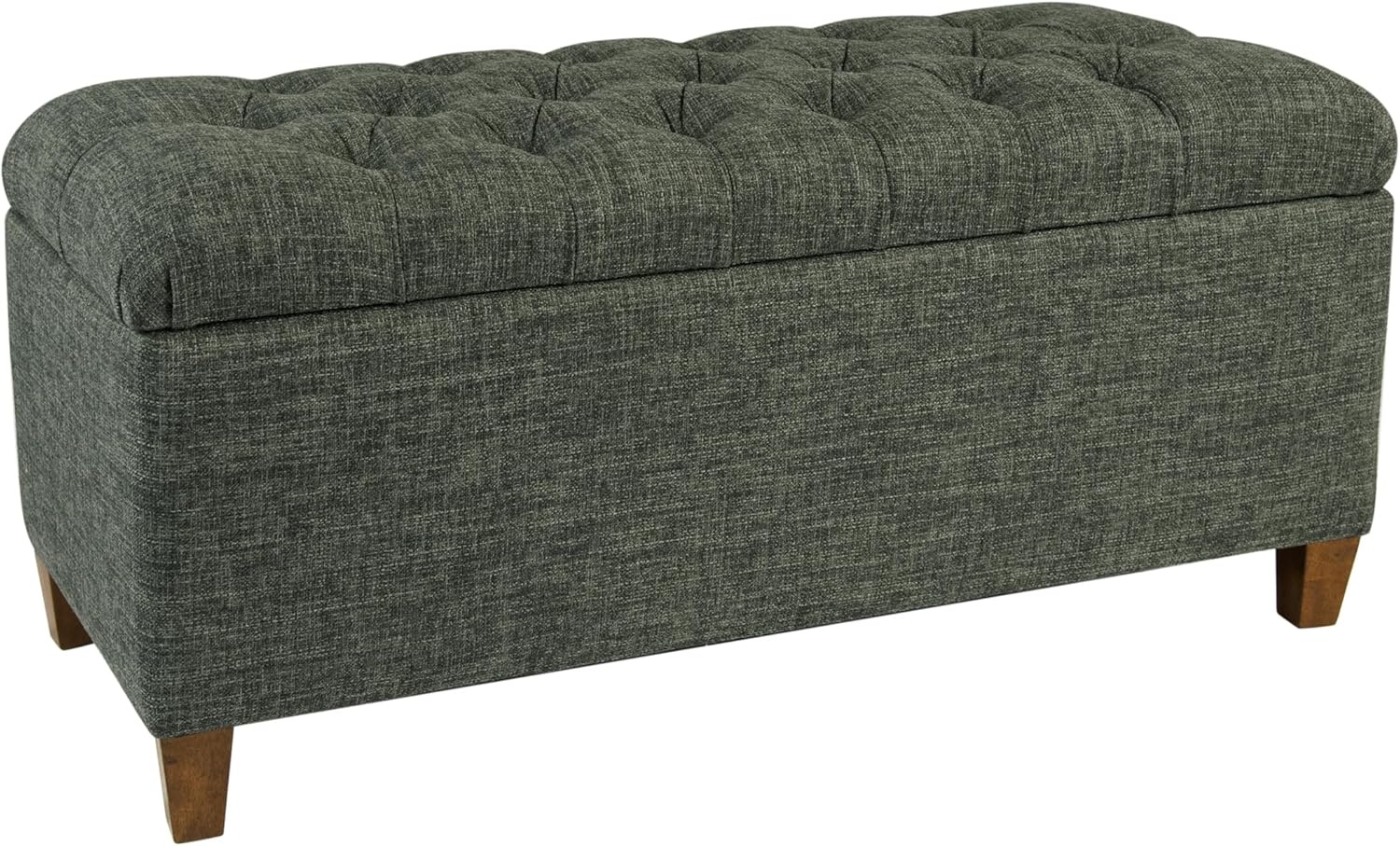 image:imageHomePop Malmo 36 Storage Bench Gray Striped PatternGreen Clover Fabric