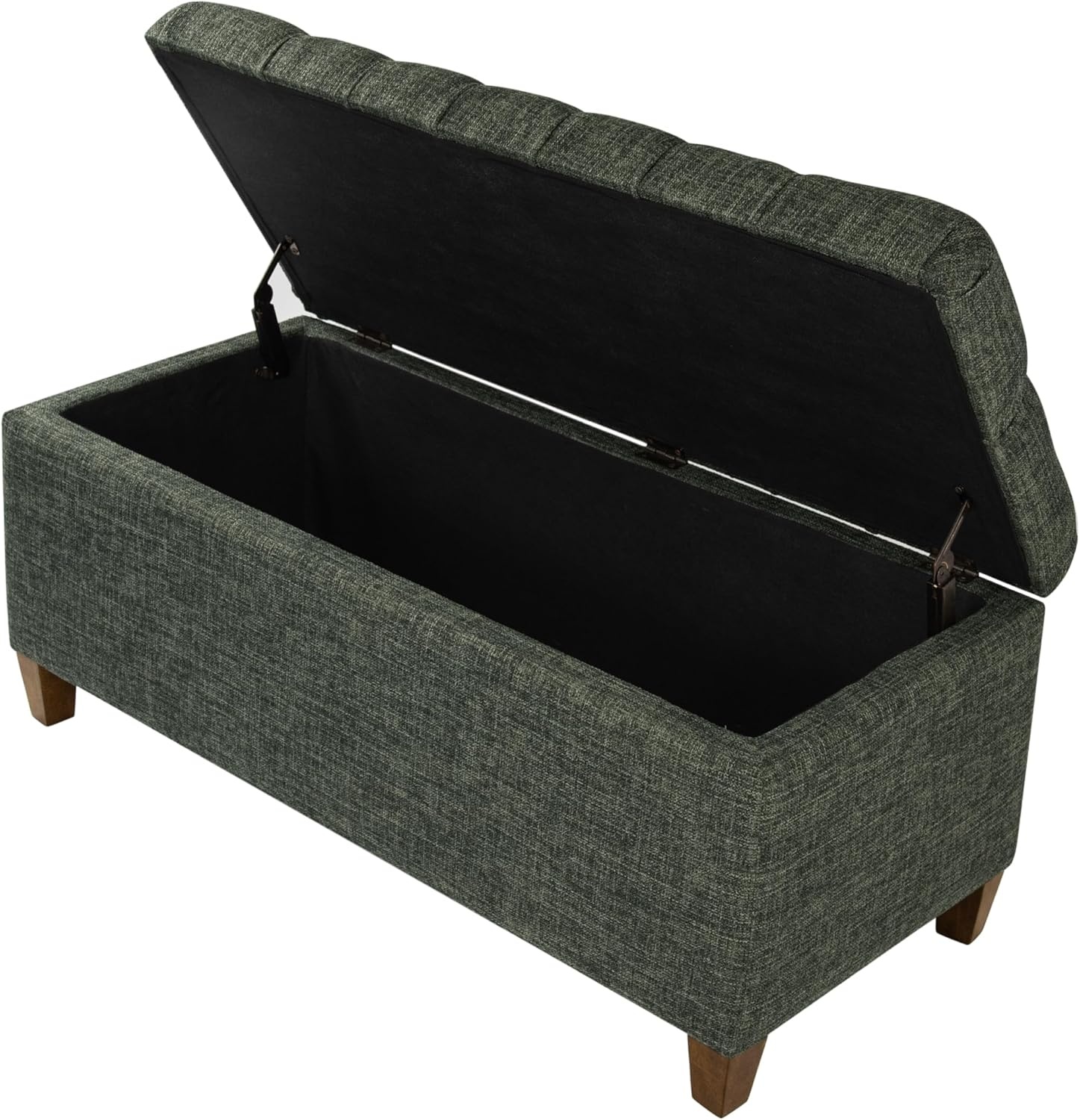 image:imageHomePop Malmo 36 Storage Bench Gray Striped PatternGreen Clover Fabric