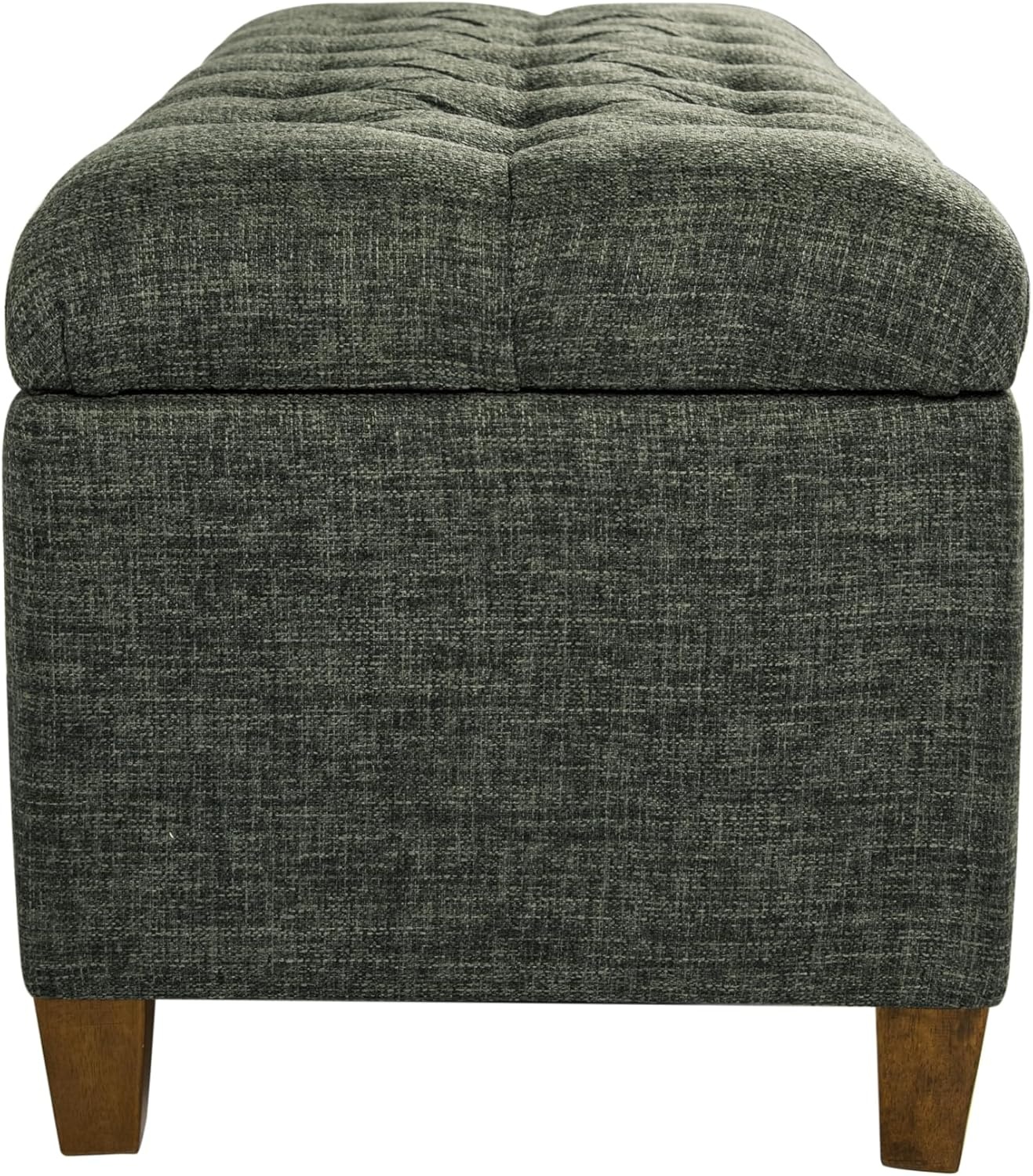 image:imageHomePop Malmo 36 Storage Bench Gray Striped PatternGreen Clover Fabric