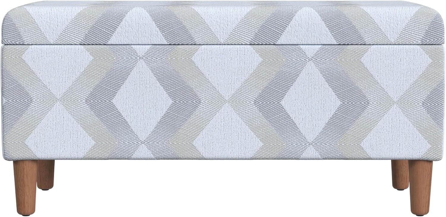 image:imageHomePop Malmo 36 Storage Bench Gray Striped PatternNatural Woven Geo