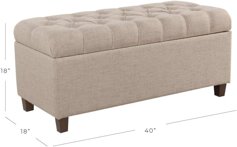 image:imageHomePop Malmo 36 Storage Bench Gray Striped PatternTan