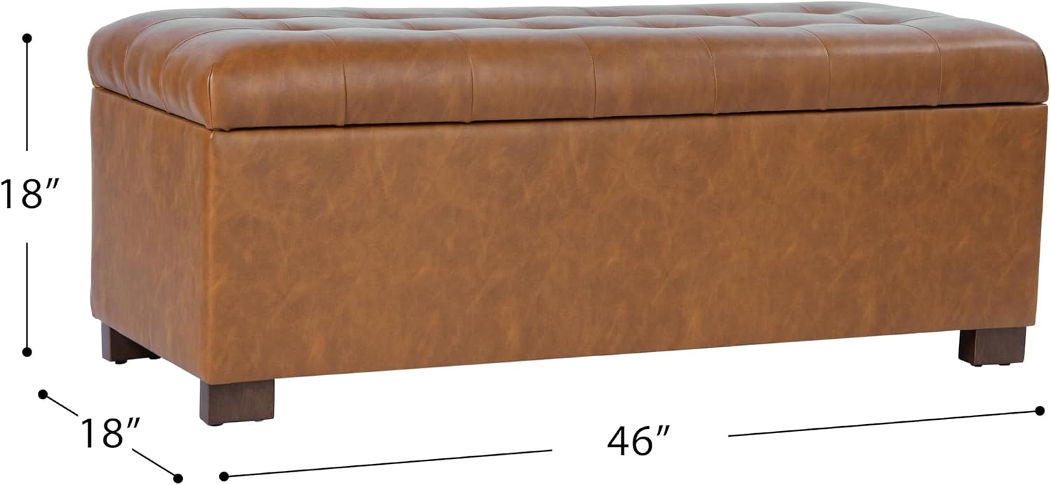 image:imageHomePop Malmo 36 Storage Bench Gray Striped PatternVintage Saddle Brown
