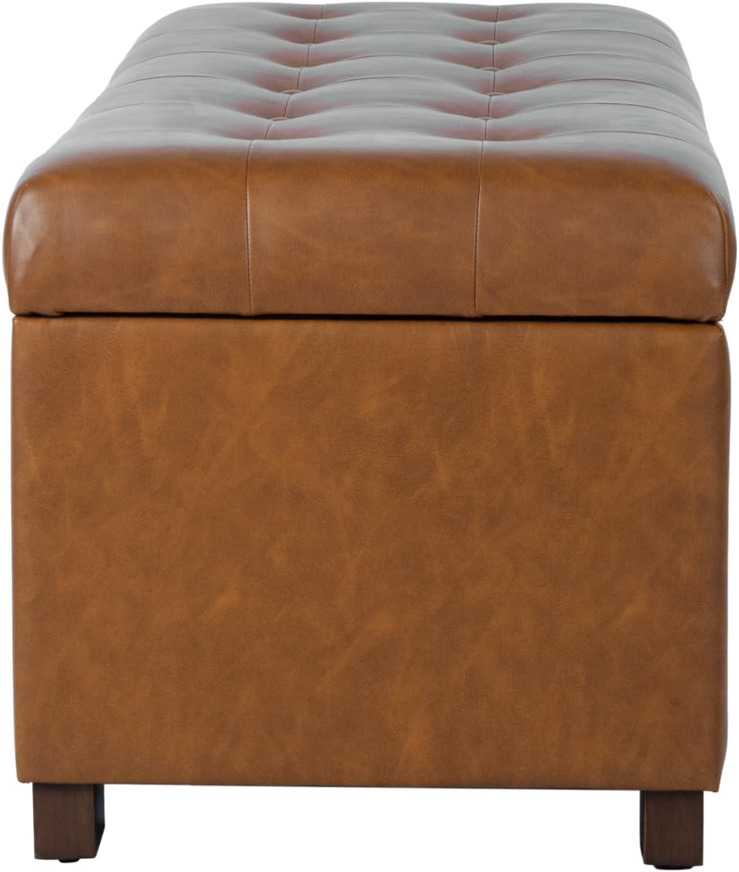 image:imageHomePop Malmo 36 Storage Bench Gray Striped PatternVintage Saddle Brown
