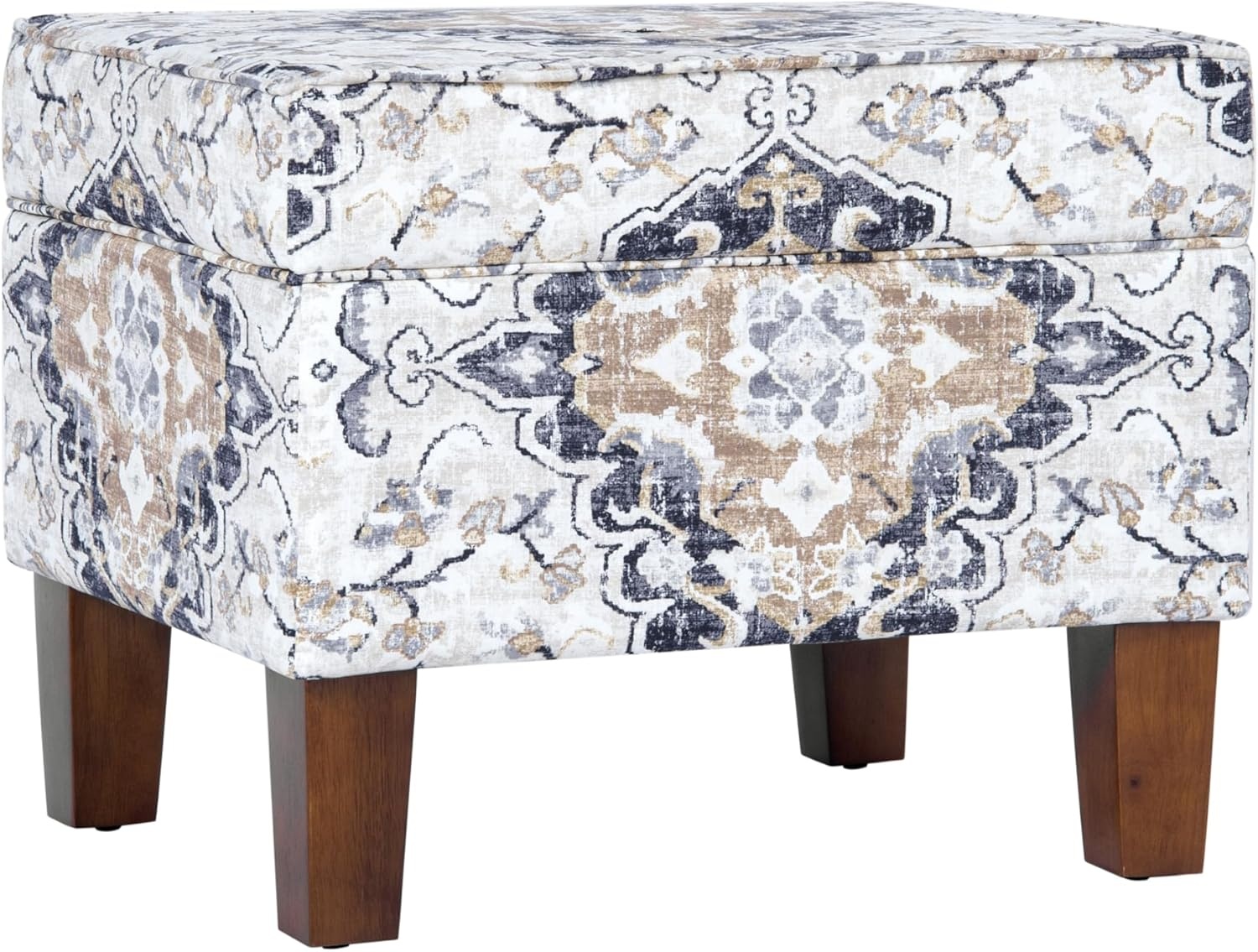 image:imageSpatial Order 24 Medium Tufted Storage Ottoman Espresso Brown Faux LeatherAntiqued Ebony Cream