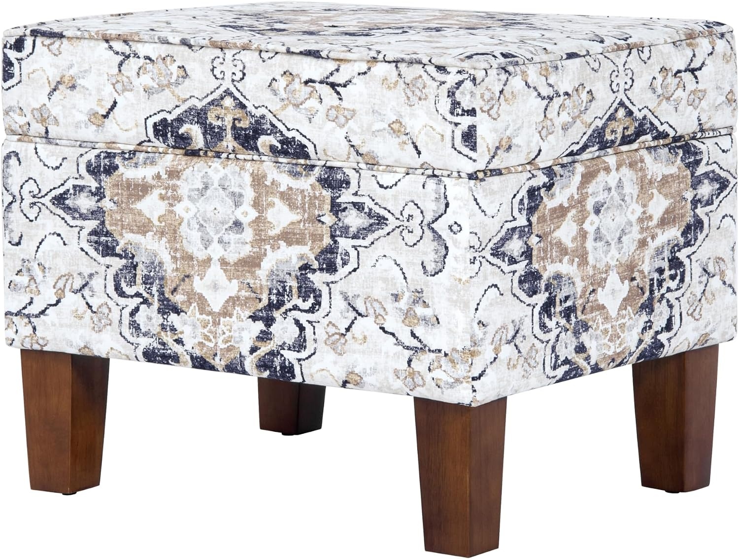 image:imageSpatial Order 24 Medium Tufted Storage Ottoman Espresso Brown Faux LeatherAntiqued Ebony Cream