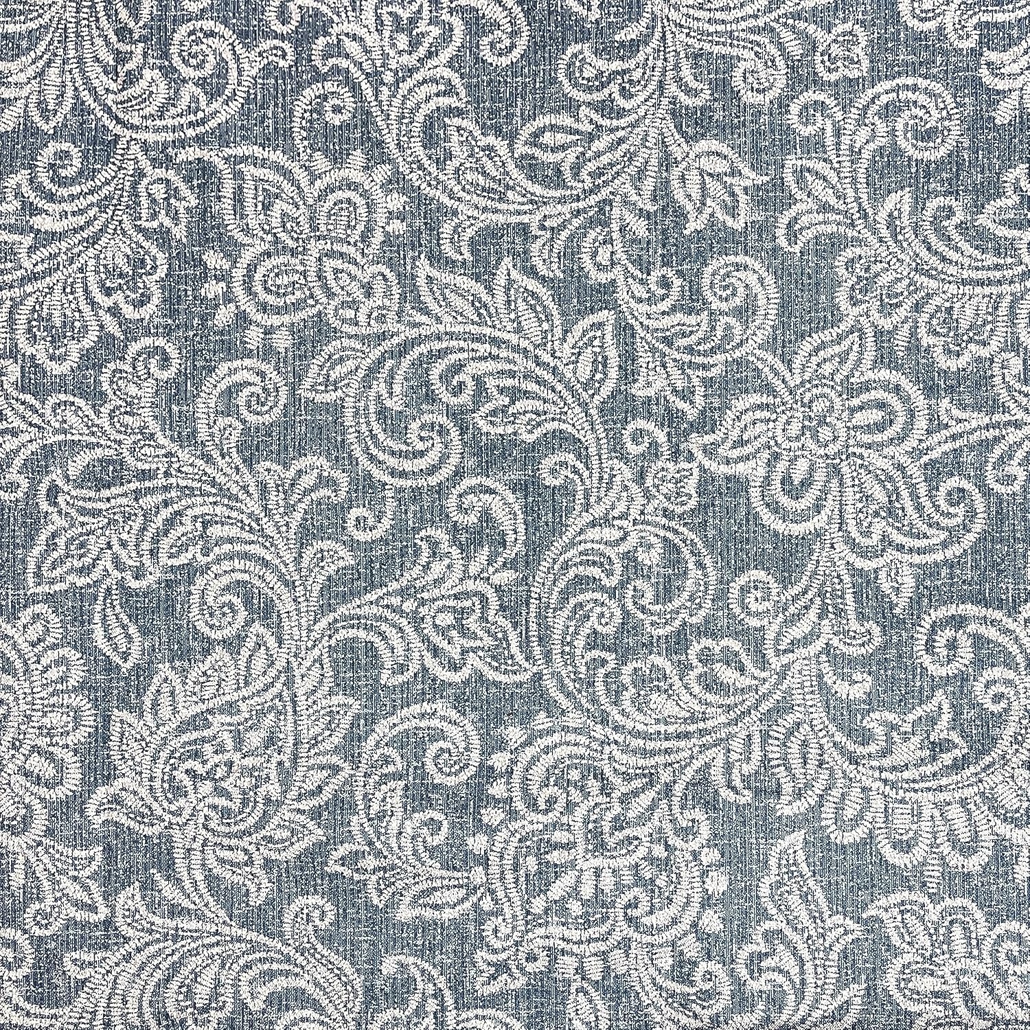 image:imageSpatial Order 24 Medium Tufted Storage Ottoman Espresso Brown Faux LeatherBlue Denim Jacobean Print