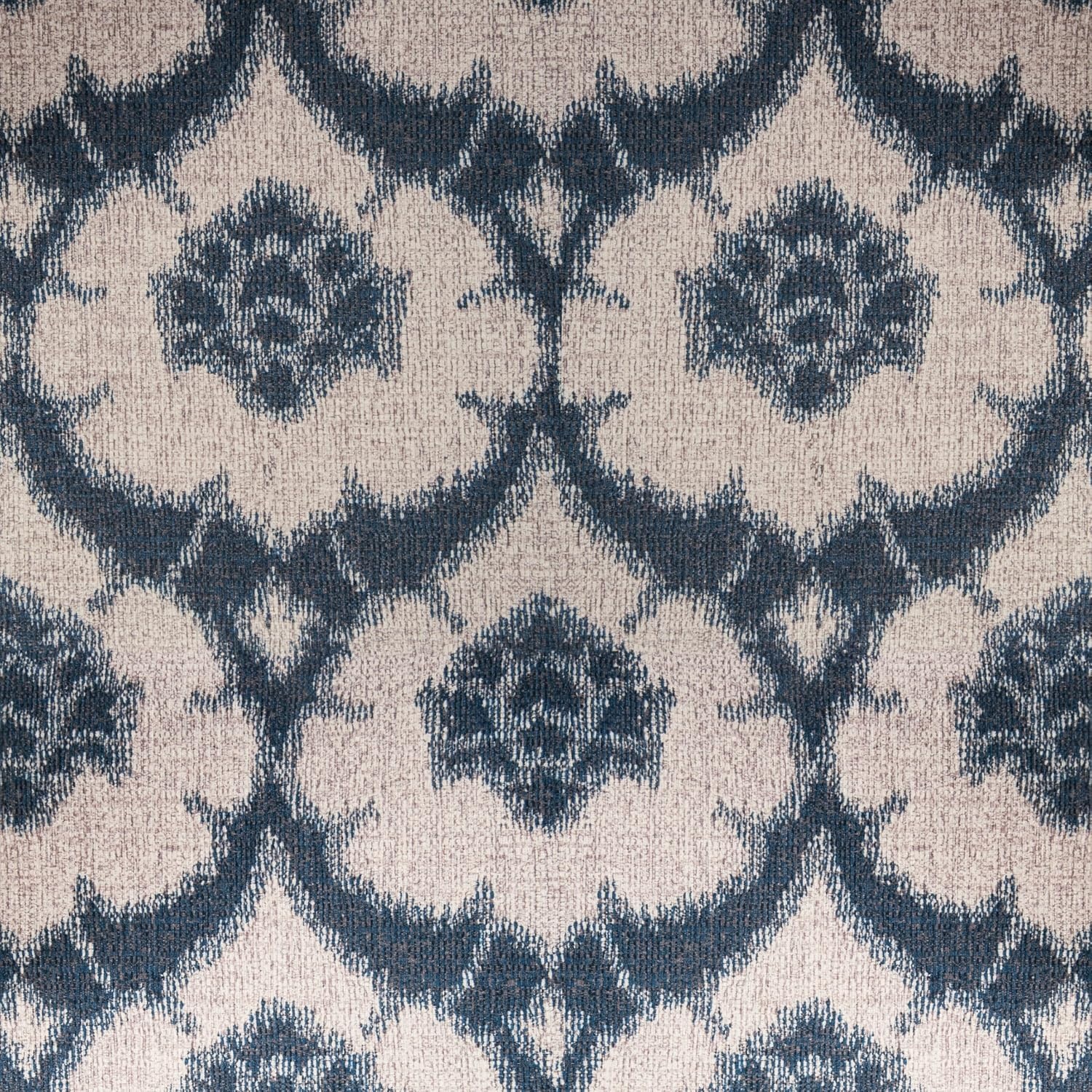 image:imageSpatial Order 24 Medium Tufted Storage Ottoman Espresso Brown Faux LeatherBlue Medallion Print
