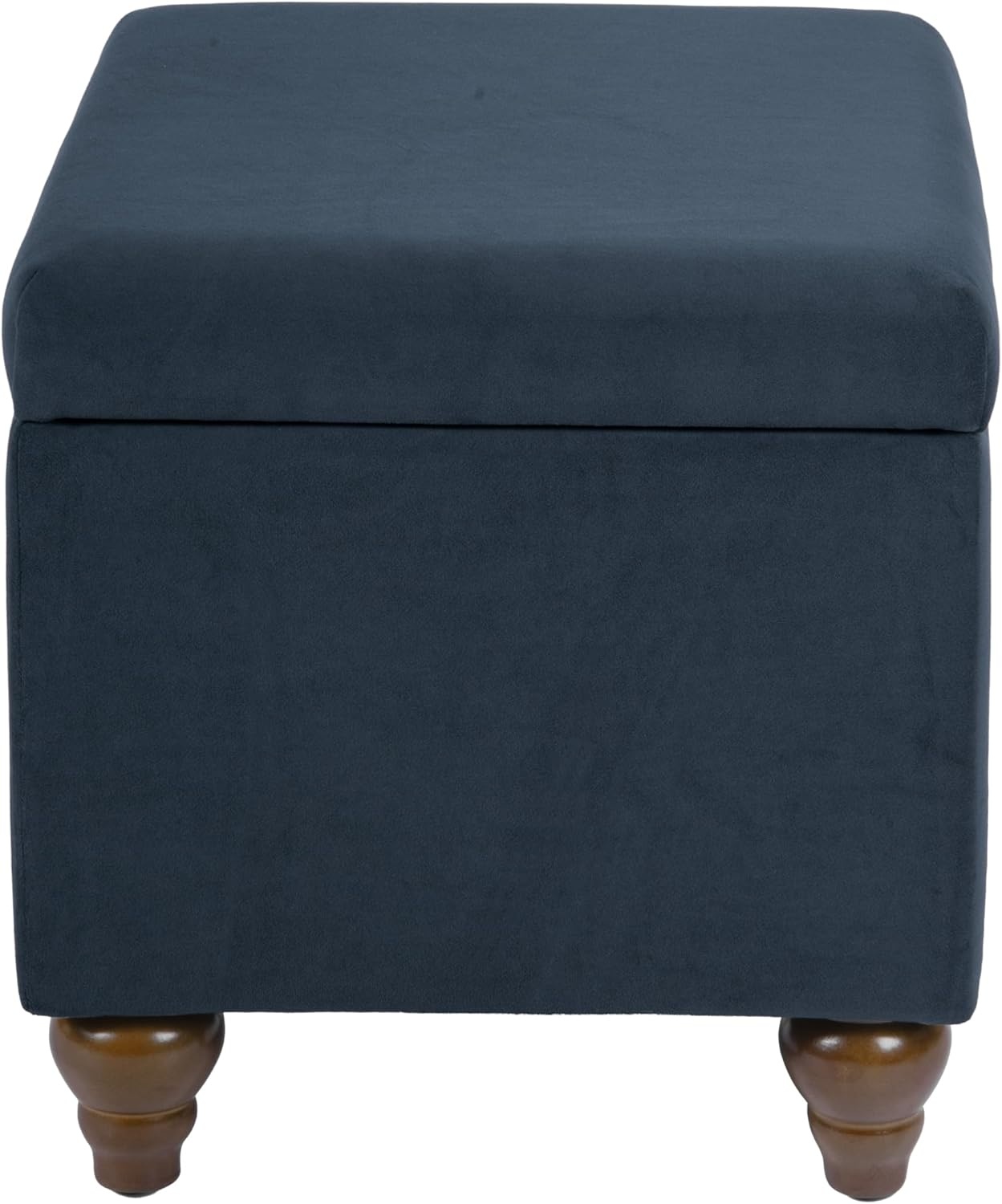 image:imageSpatial Order 24 Medium Tufted Storage Ottoman Espresso Brown Faux LeatherBlue Velvet