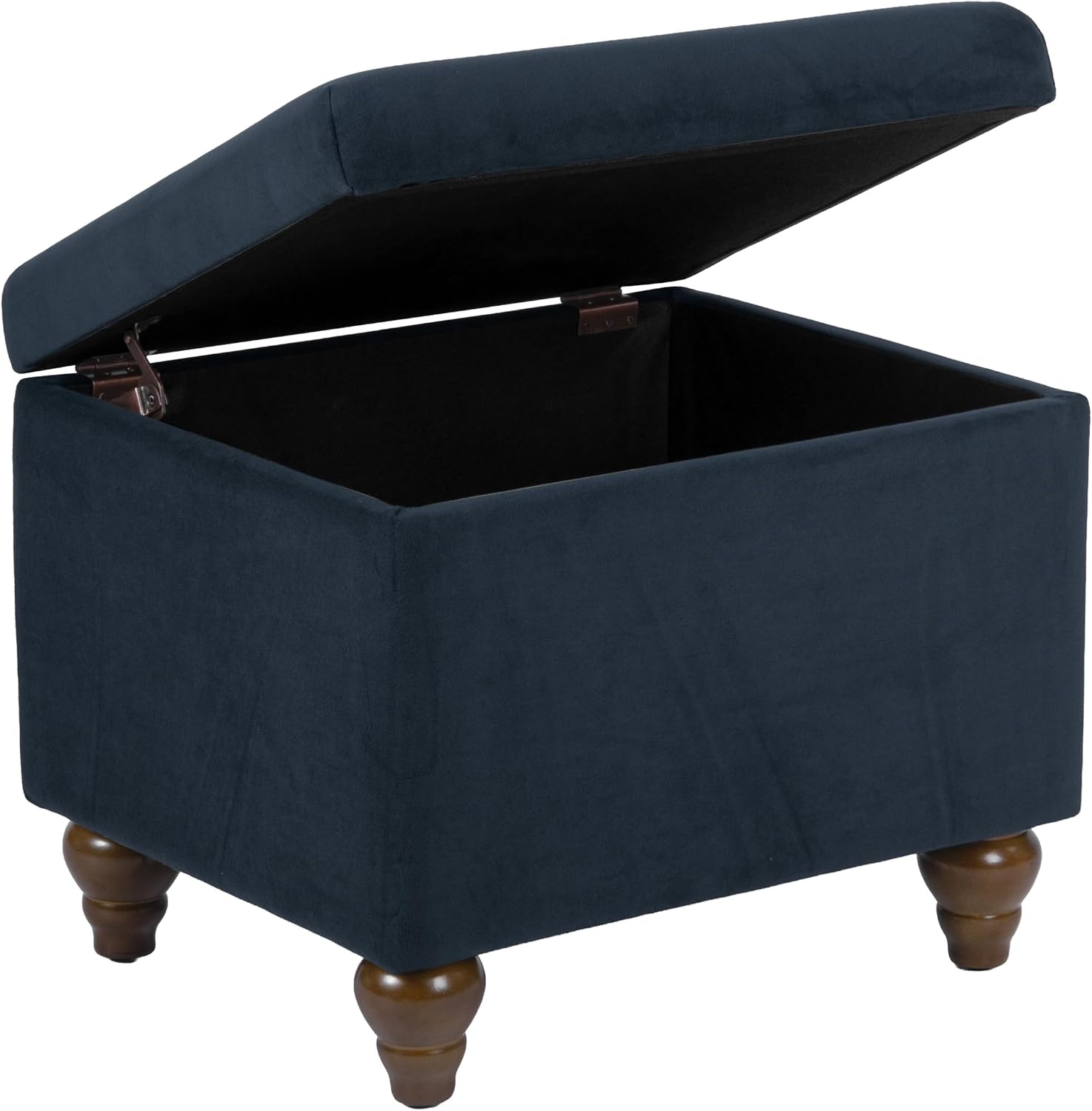 image:imageSpatial Order 24 Medium Tufted Storage Ottoman Espresso Brown Faux LeatherBlue Velvet