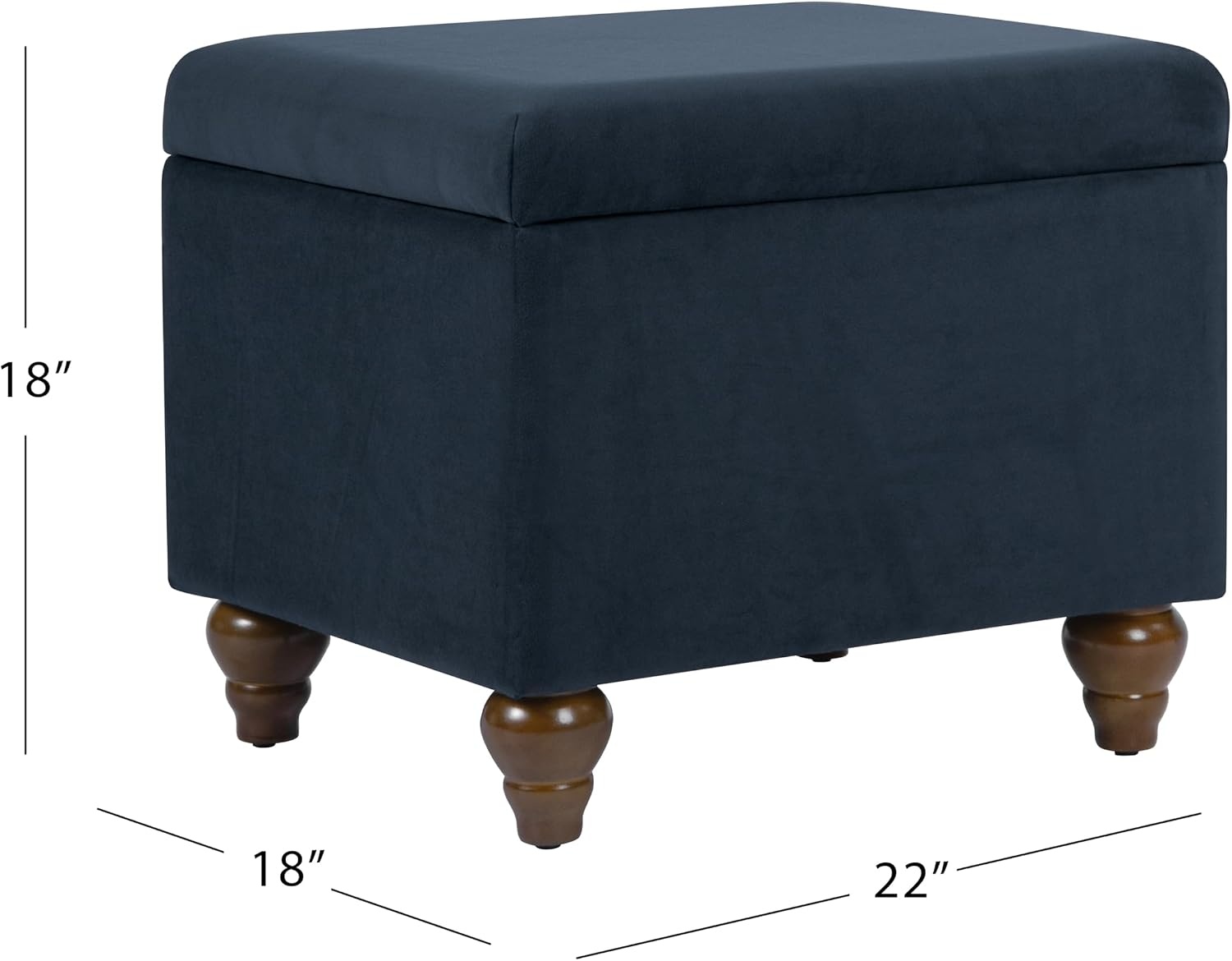 image:imageSpatial Order 24 Medium Tufted Storage Ottoman Espresso Brown Faux LeatherBlue Velvet