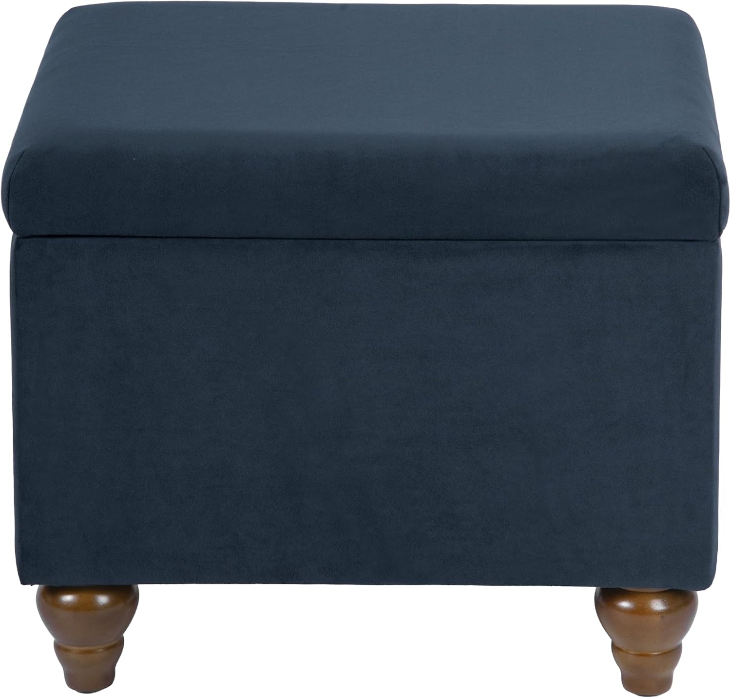 image:imageSpatial Order 24 Medium Tufted Storage Ottoman Espresso Brown Faux LeatherBlue Velvet