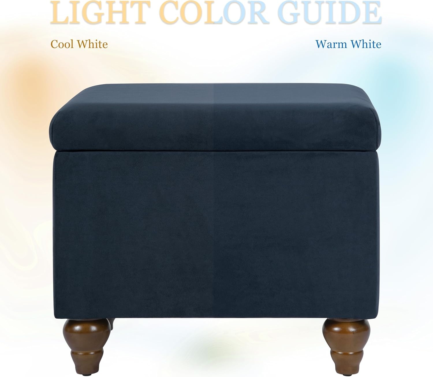 image:imageSpatial Order 24 Medium Tufted Storage Ottoman Espresso Brown Faux LeatherBlue Velvet