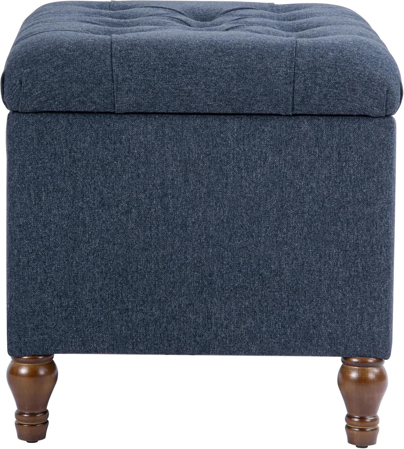 image:imageSpatial Order 24 Medium Tufted Storage Ottoman Espresso Brown Faux LeatherBlue Woven Fabric