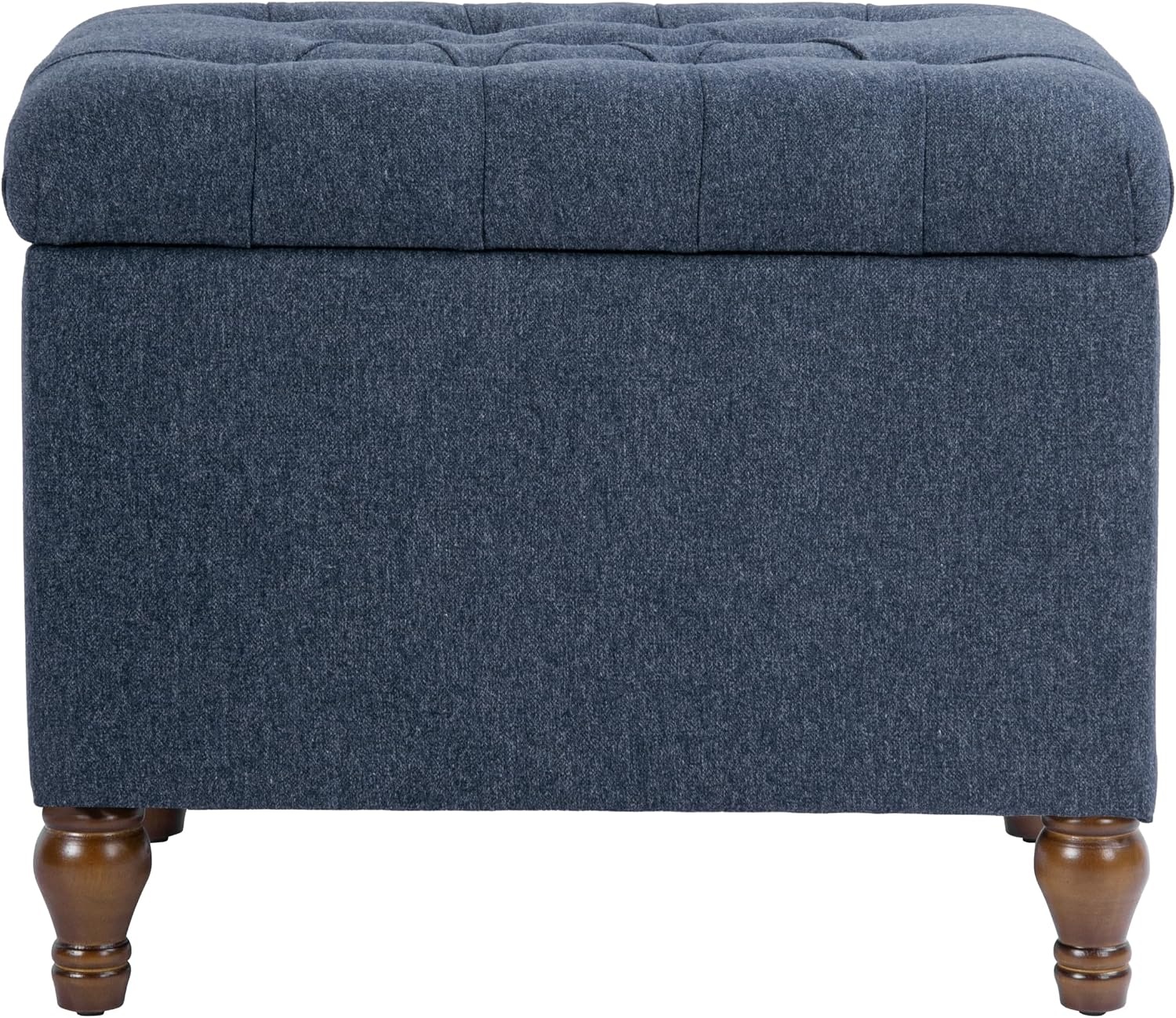image:imageSpatial Order 24 Medium Tufted Storage Ottoman Espresso Brown Faux LeatherBlue Woven Fabric