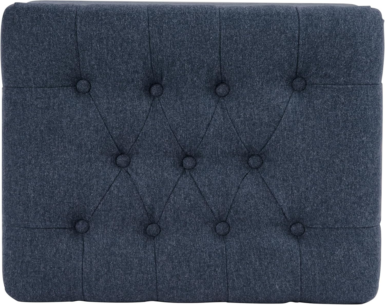 image:imageSpatial Order 24 Medium Tufted Storage Ottoman Espresso Brown Faux LeatherBlue Woven Fabric