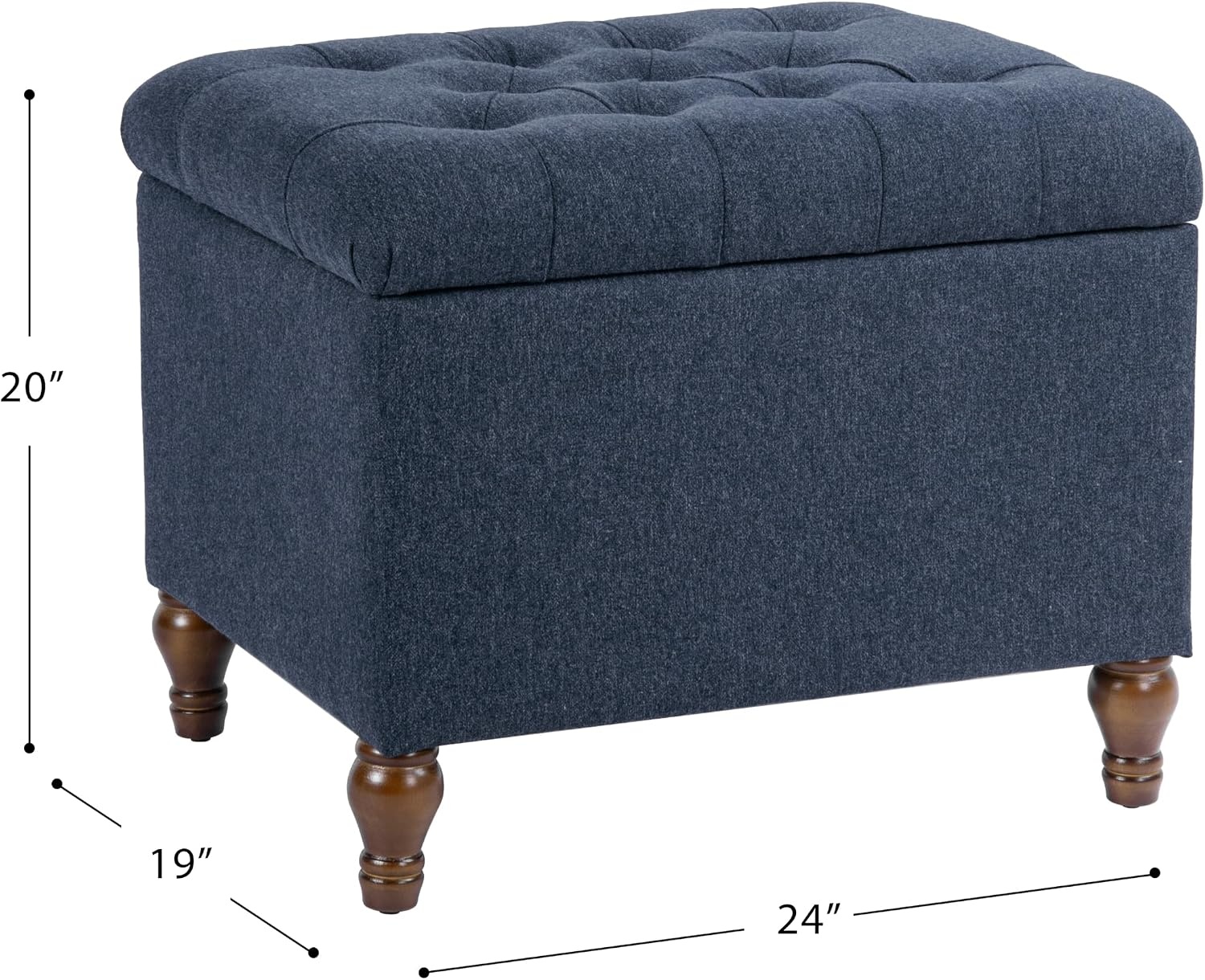 image:imageSpatial Order 24 Medium Tufted Storage Ottoman Espresso Brown Faux LeatherBlue Woven Fabric