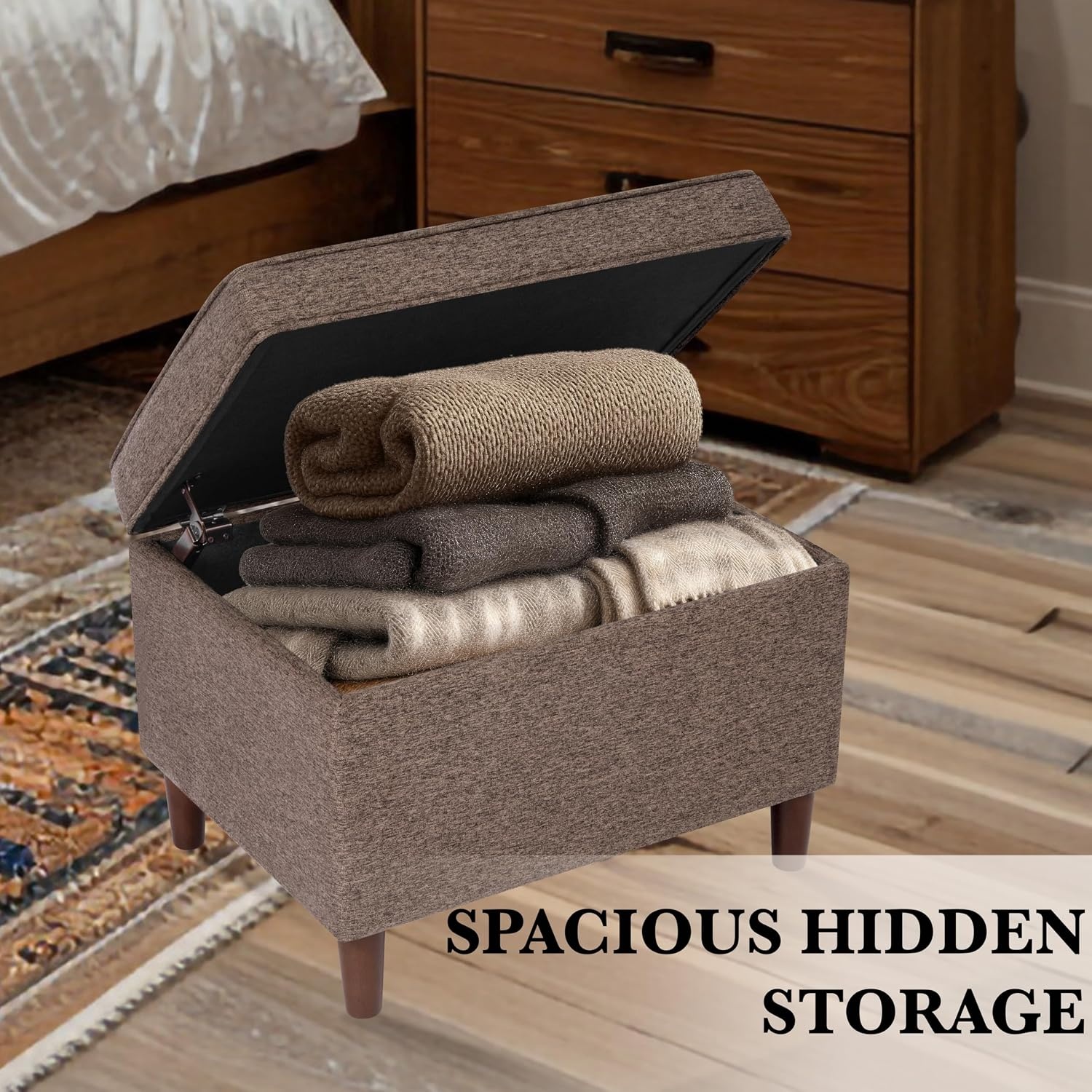 image:imageSpatial Order 24 Medium Tufted Storage Ottoman Espresso Brown Faux LeatherBrown