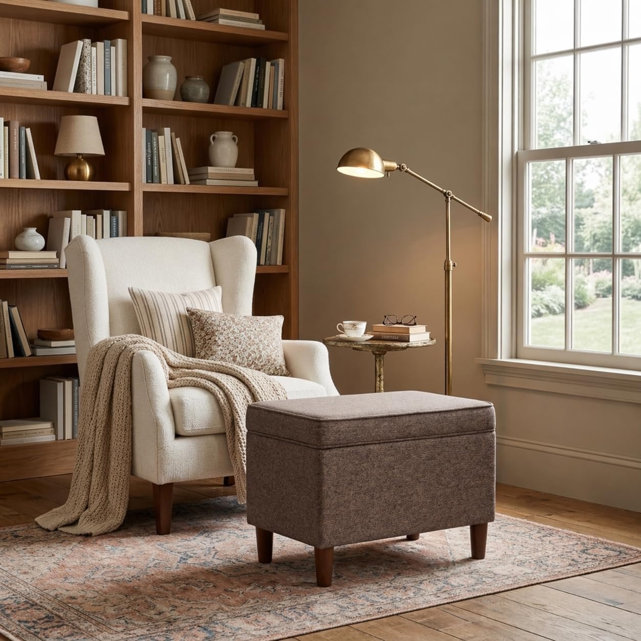 image:imageSpatial Order 24 Medium Tufted Storage Ottoman Espresso Brown Faux LeatherBrown