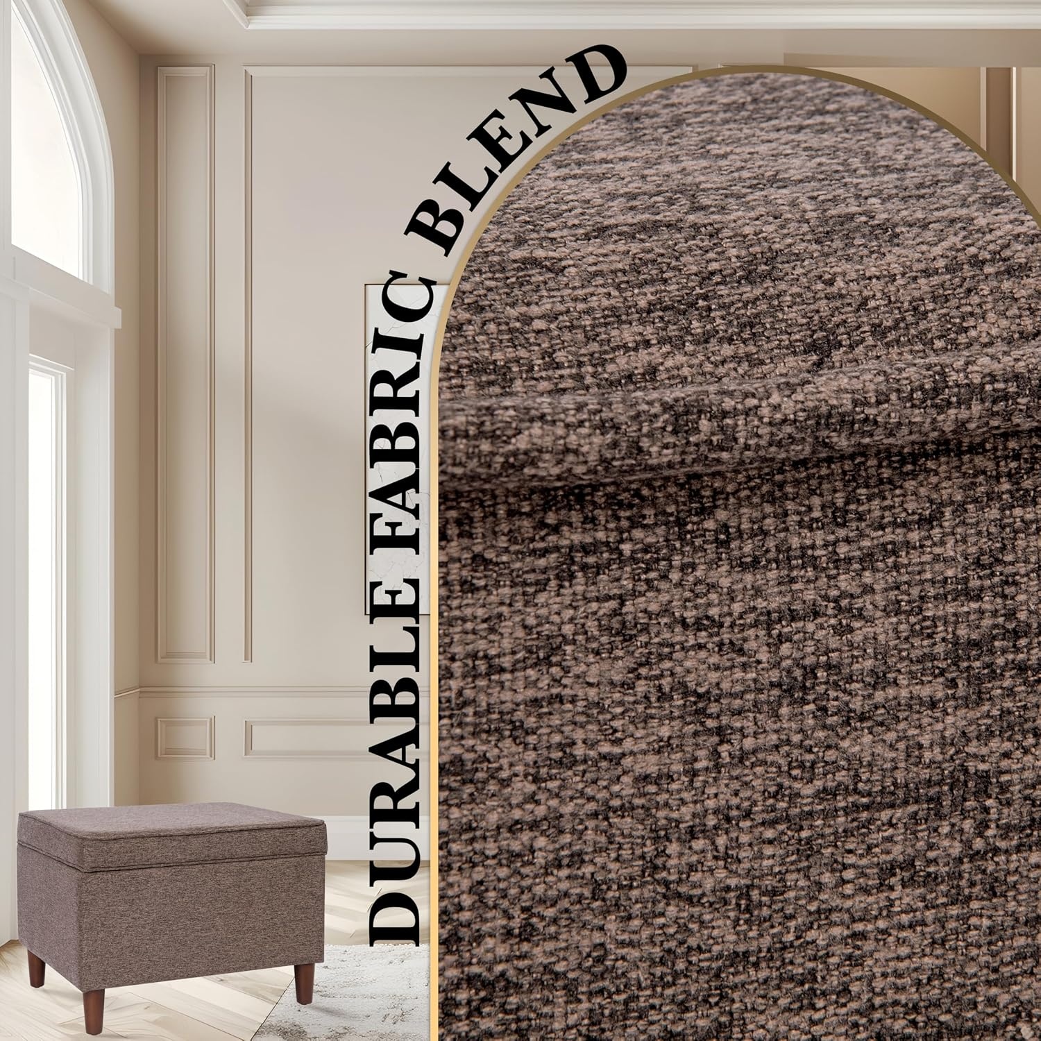 image:imageSpatial Order 24 Medium Tufted Storage Ottoman Espresso Brown Faux LeatherBrown