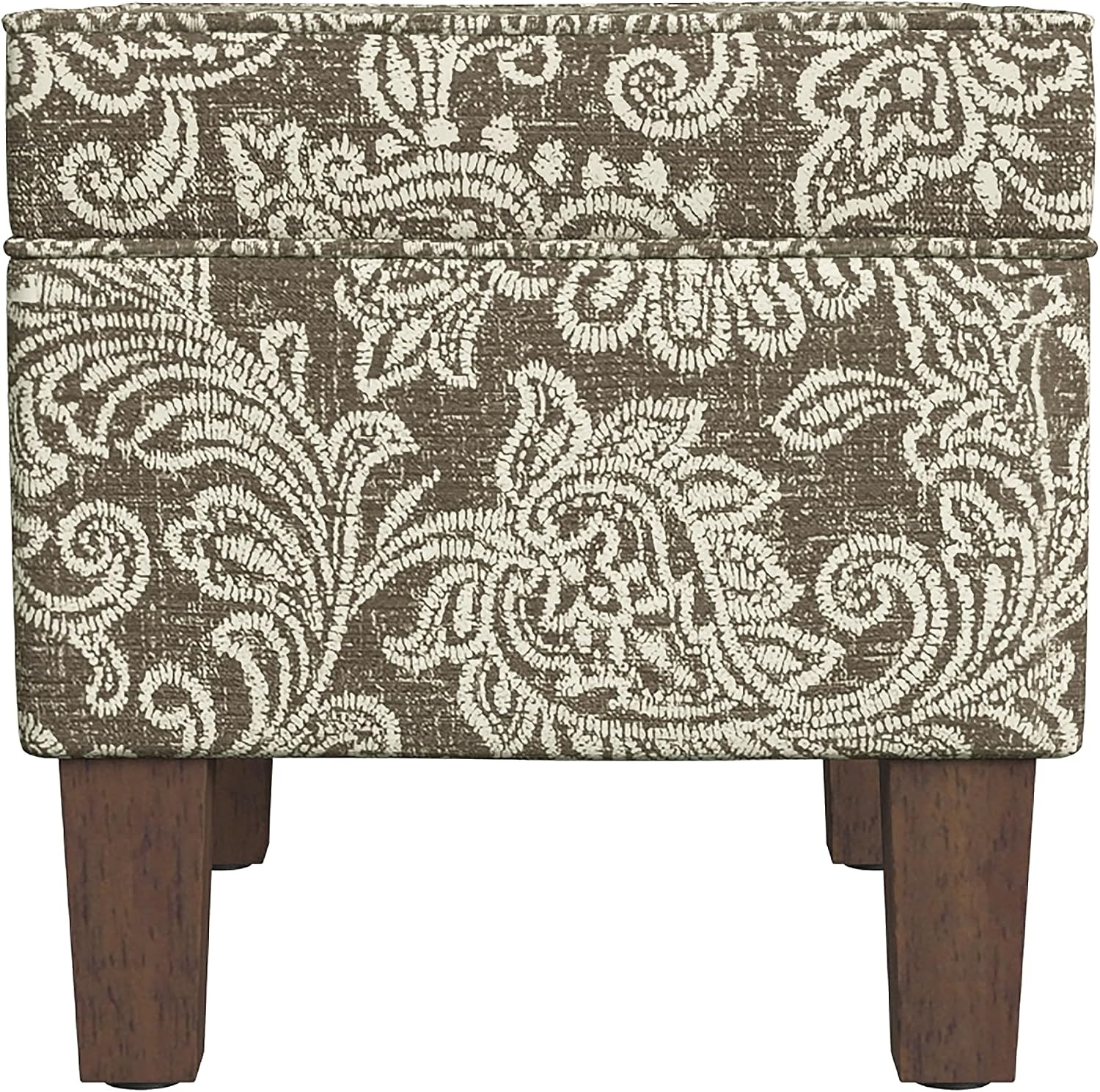 image:imageSpatial Order 24 Medium Tufted Storage Ottoman Espresso Brown Faux LeatherBrown Jacobean Print