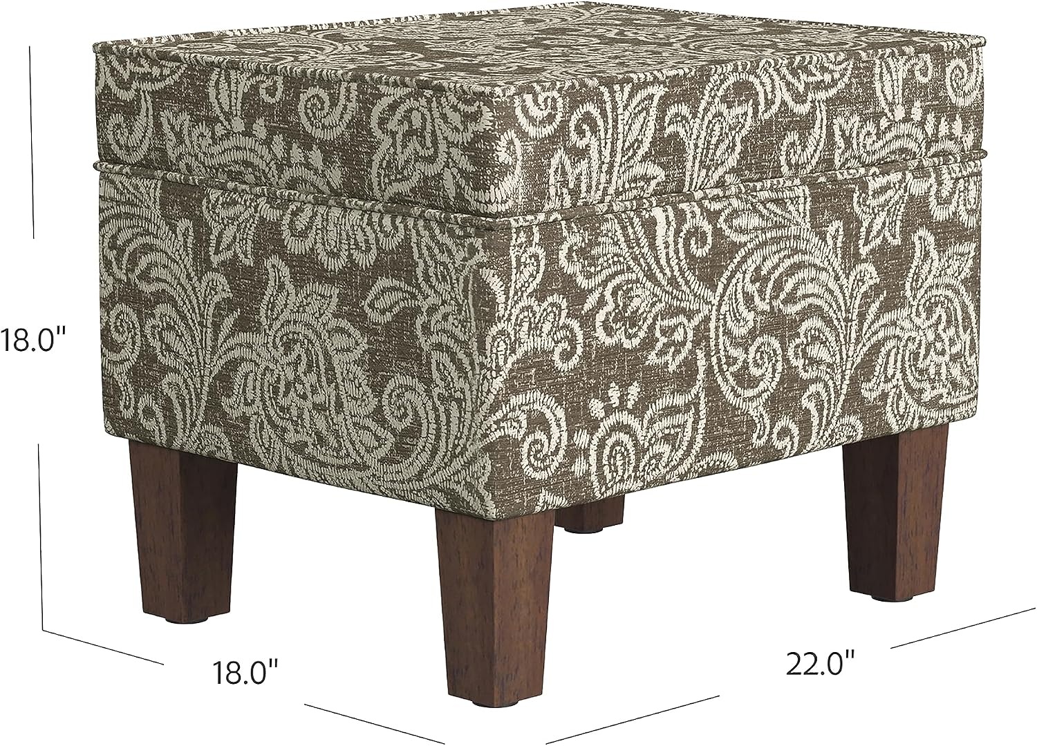 image:imageSpatial Order 24 Medium Tufted Storage Ottoman Espresso Brown Faux LeatherBrown Jacobean Print