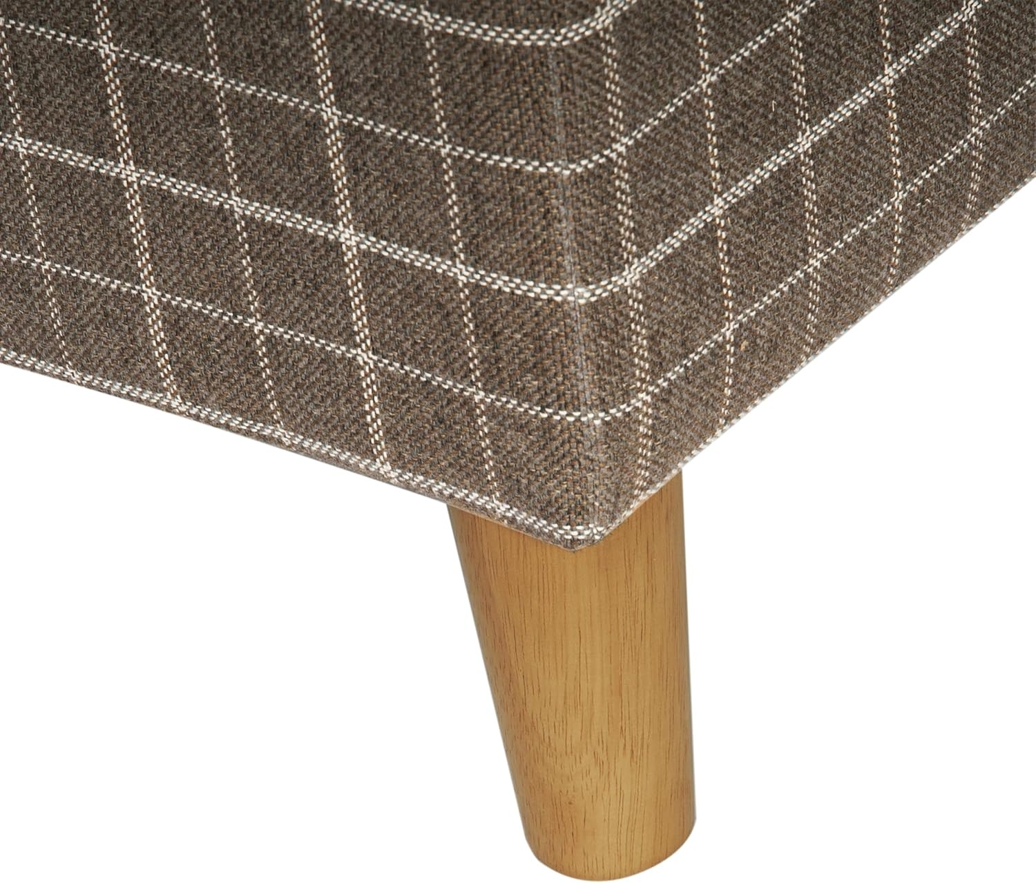 image:imageSpatial Order 24 Medium Tufted Storage Ottoman Espresso Brown Faux LeatherBrown Windowpane Fabric