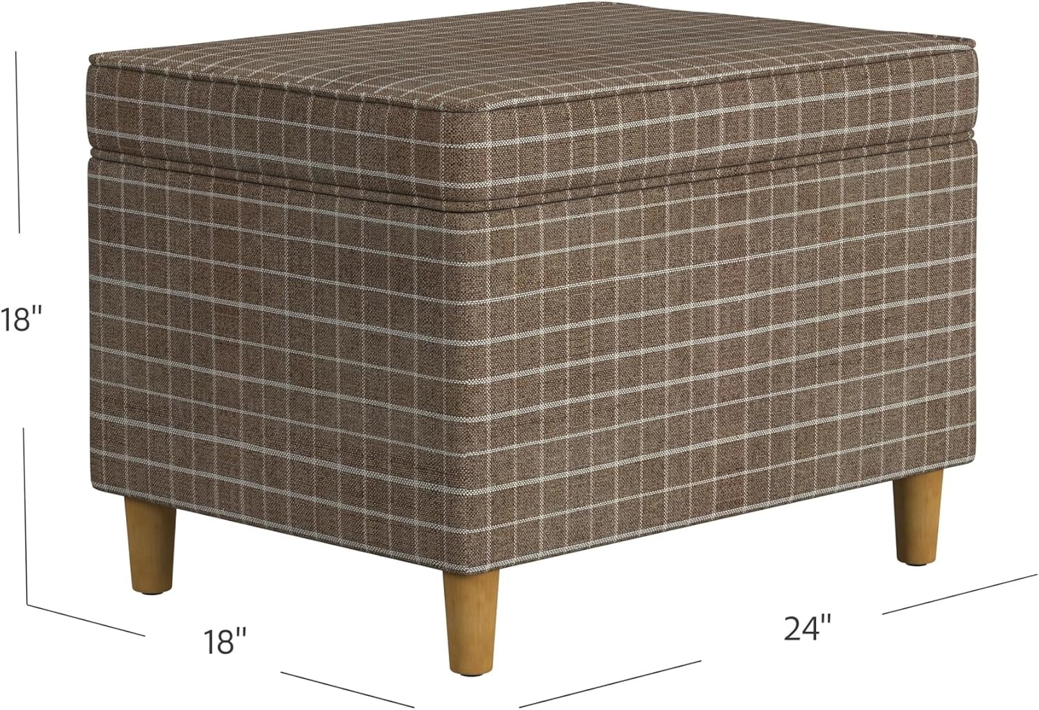 image:imageSpatial Order 24 Medium Tufted Storage Ottoman Espresso Brown Faux LeatherBrown Windowpane Fabric