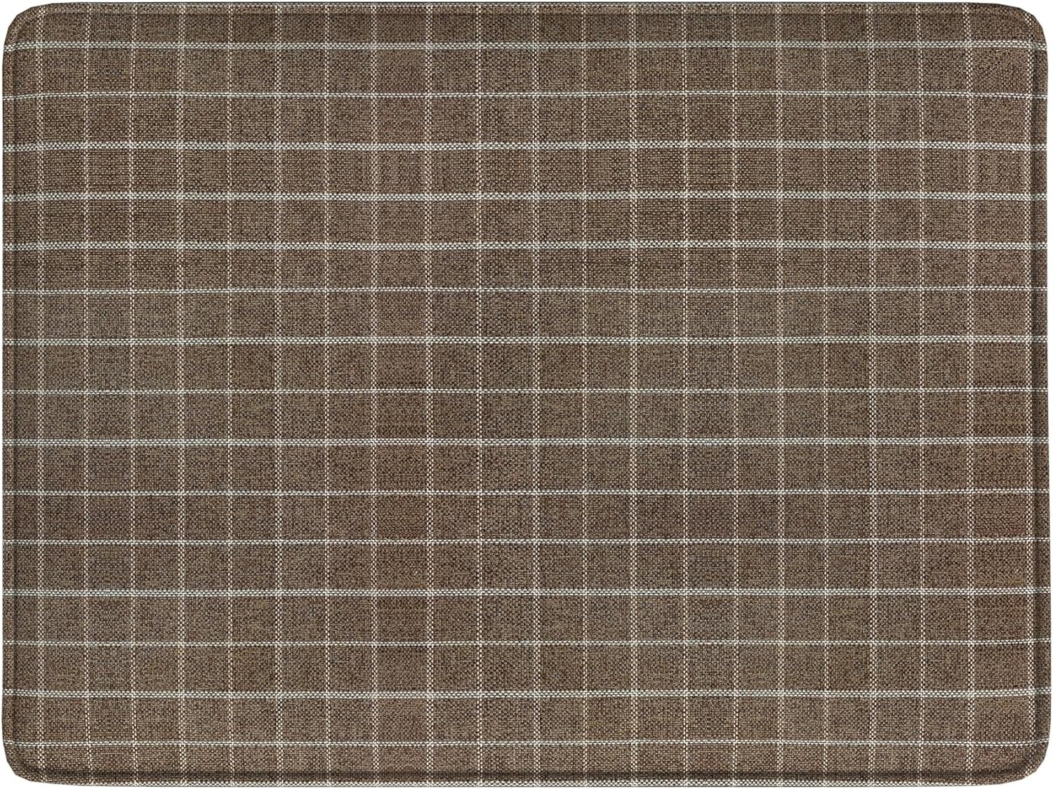 image:imageSpatial Order 24 Medium Tufted Storage Ottoman Espresso Brown Faux LeatherBrown Windowpane Fabric
