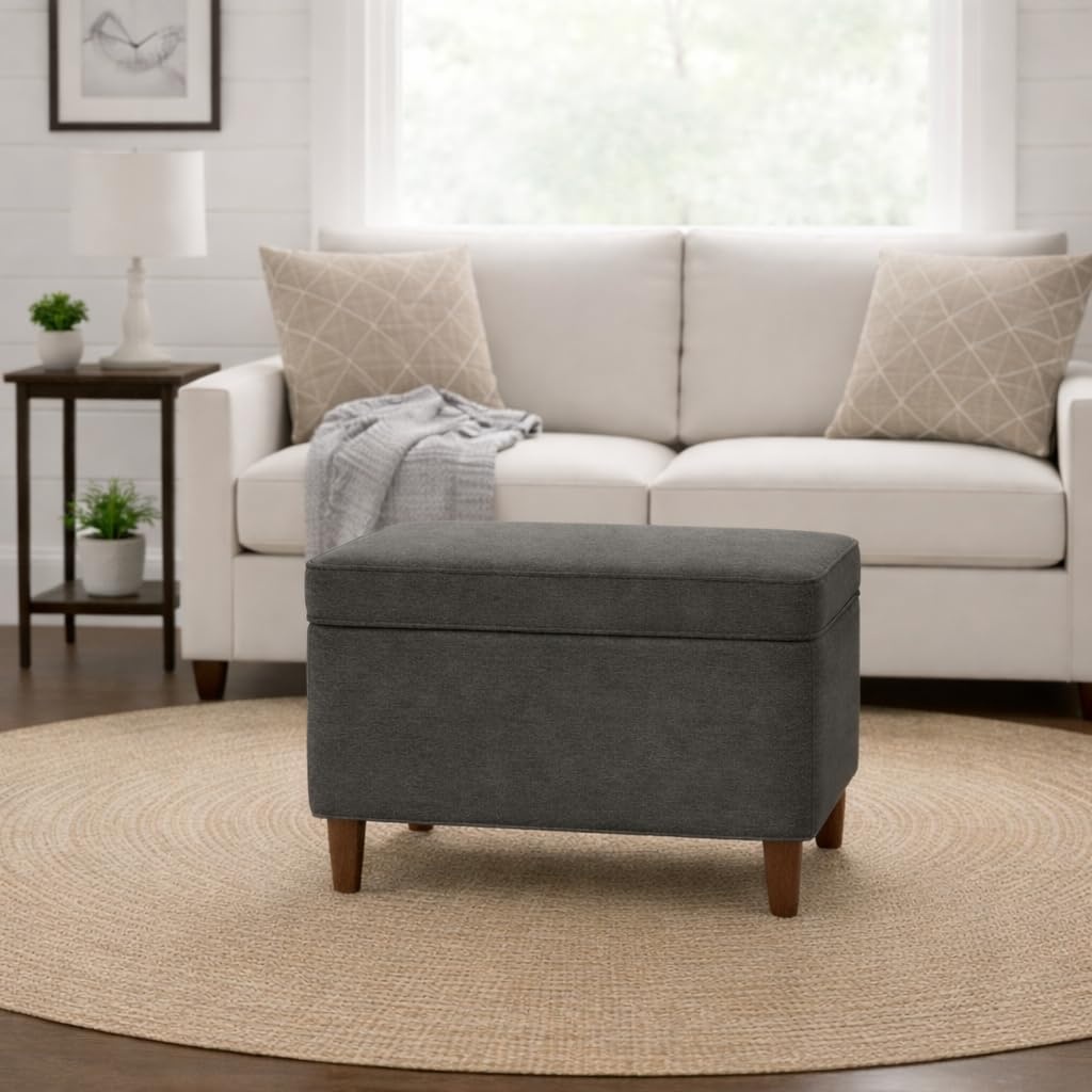 image:imageSpatial Order 24 Medium Tufted Storage Ottoman Espresso Brown Faux LeatherCool Light Gray