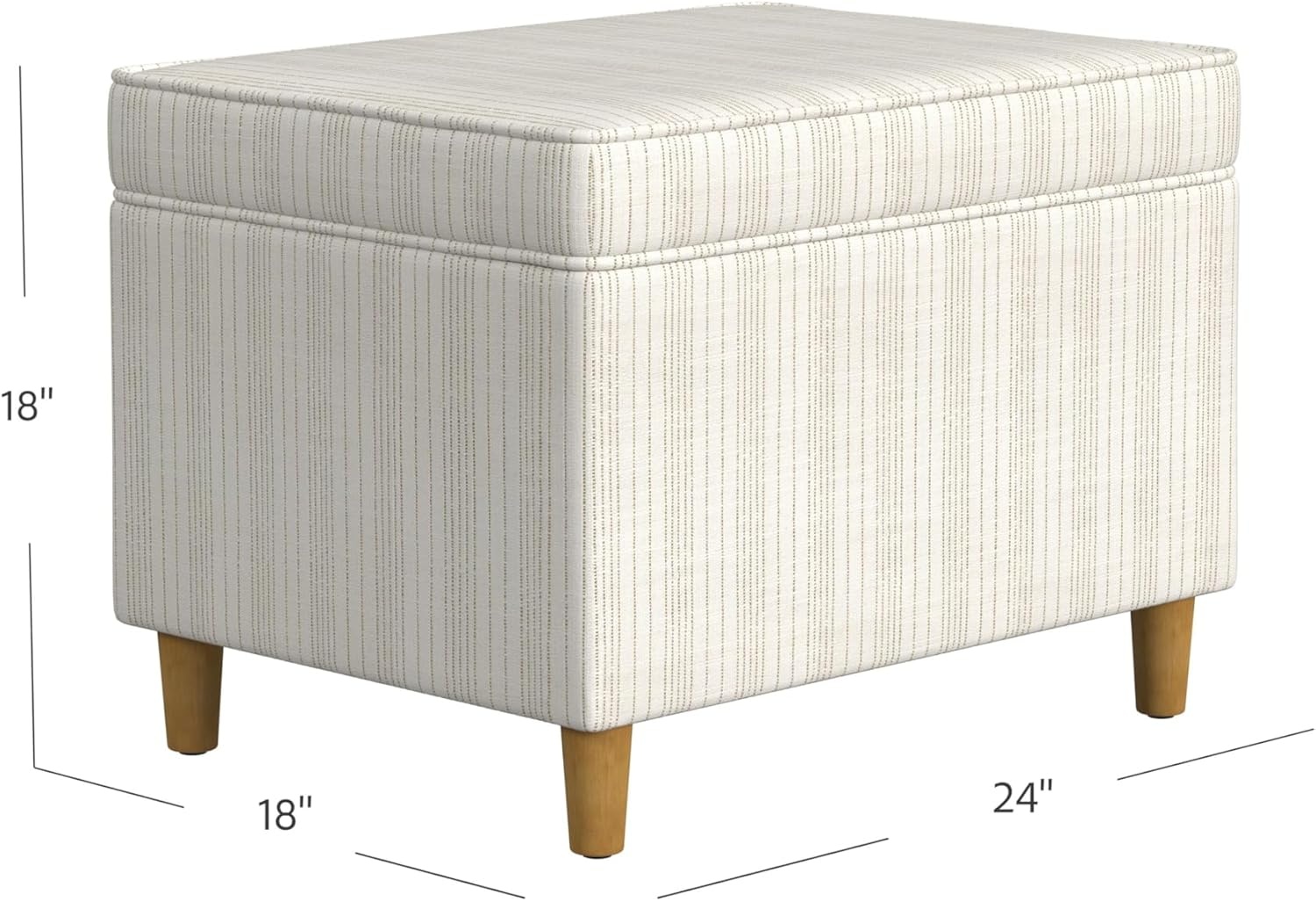 image:imageSpatial Order 24 Medium Tufted Storage Ottoman Espresso Brown Faux LeatherCream Marigold Pinstripe Fabric