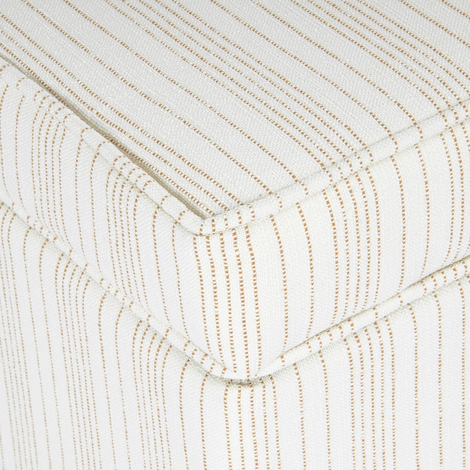 image:imageSpatial Order 24 Medium Tufted Storage Ottoman Espresso Brown Faux LeatherCream Marigold Pinstripe Fabric