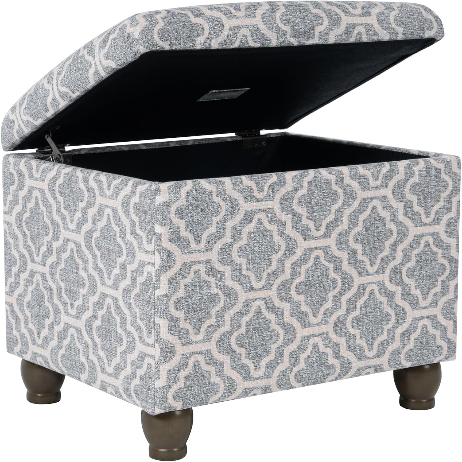 image:imageSpatial Order 24 Medium Tufted Storage Ottoman Espresso Brown Faux LeatherGray Geometric